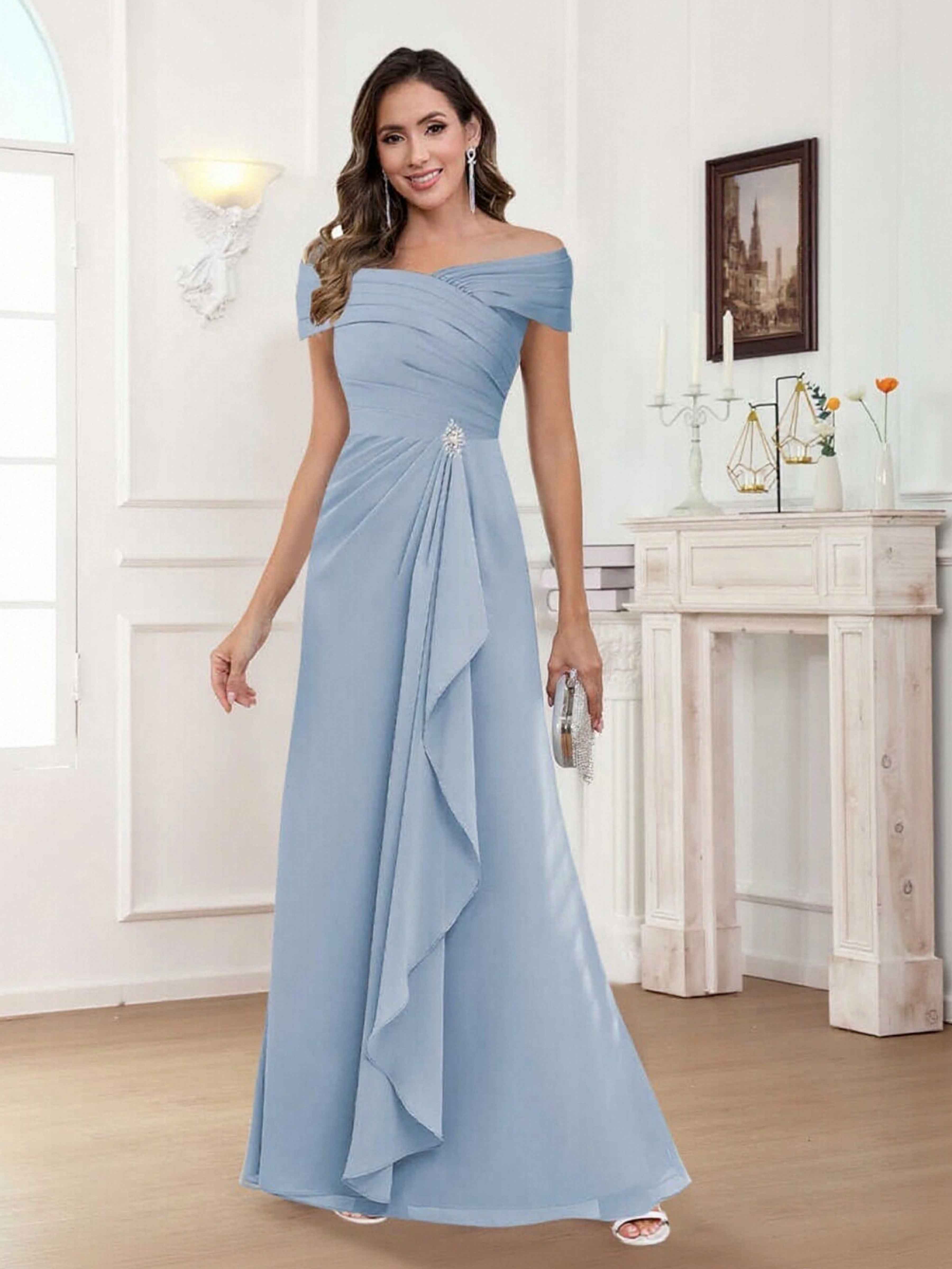 Draelithra A-Line Sleeveless Floor Length Chiffon Mother of the Bride Dresses