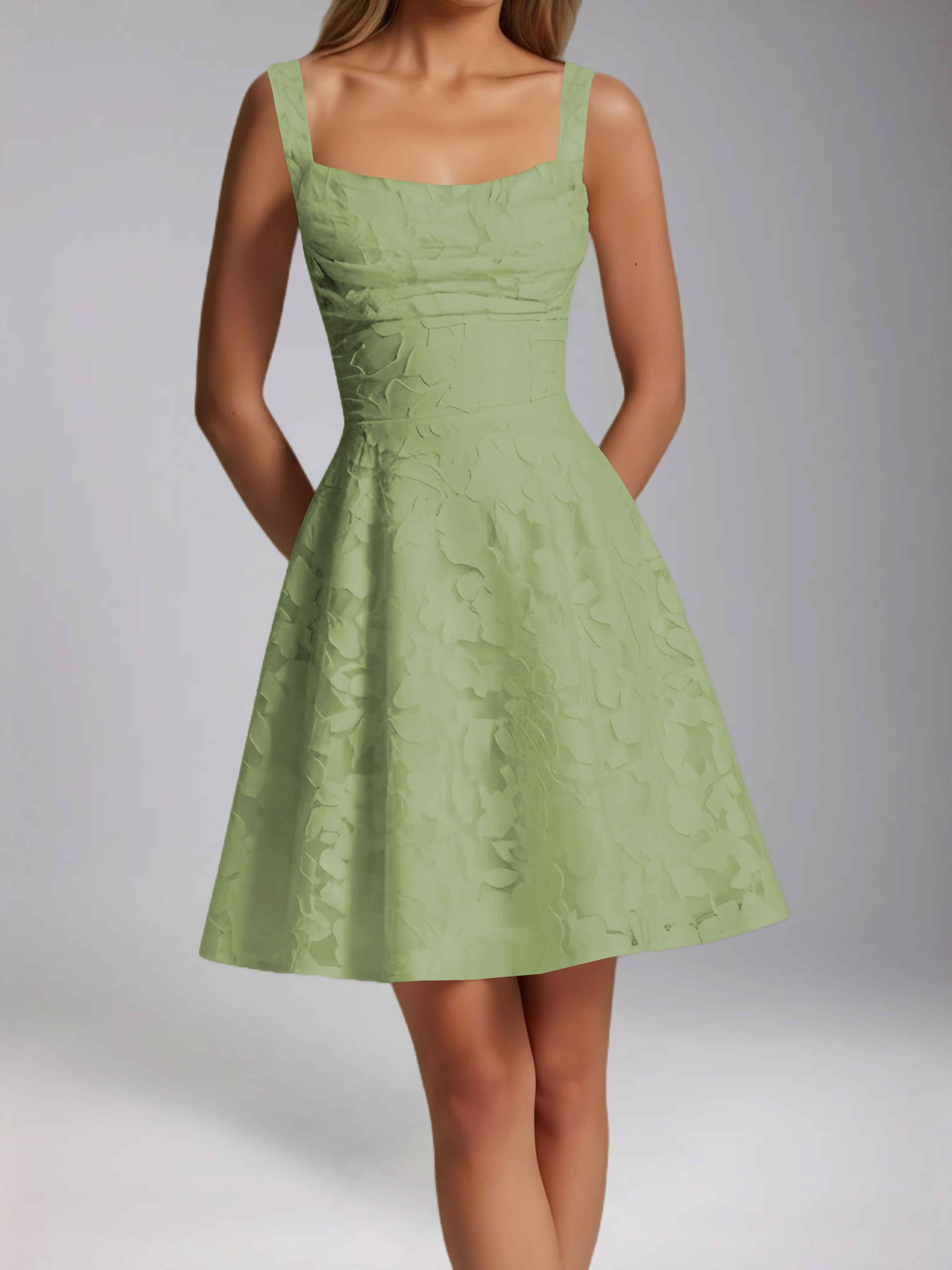 Oraelvanna Elegant Pleated A-Line Jacquard Short Party Dresses
