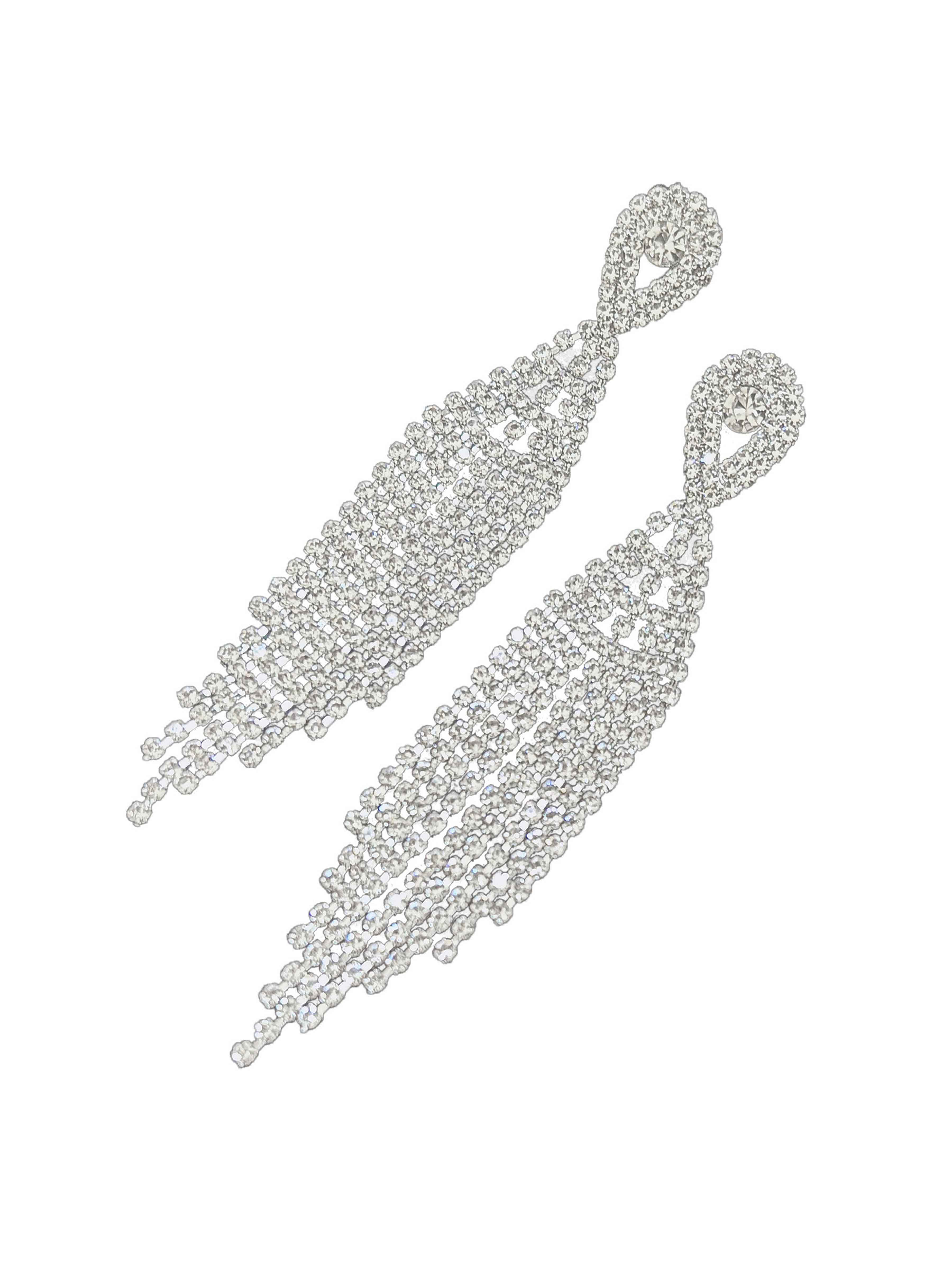 Vintage Style Rhinestone Long Tassel Earrings
