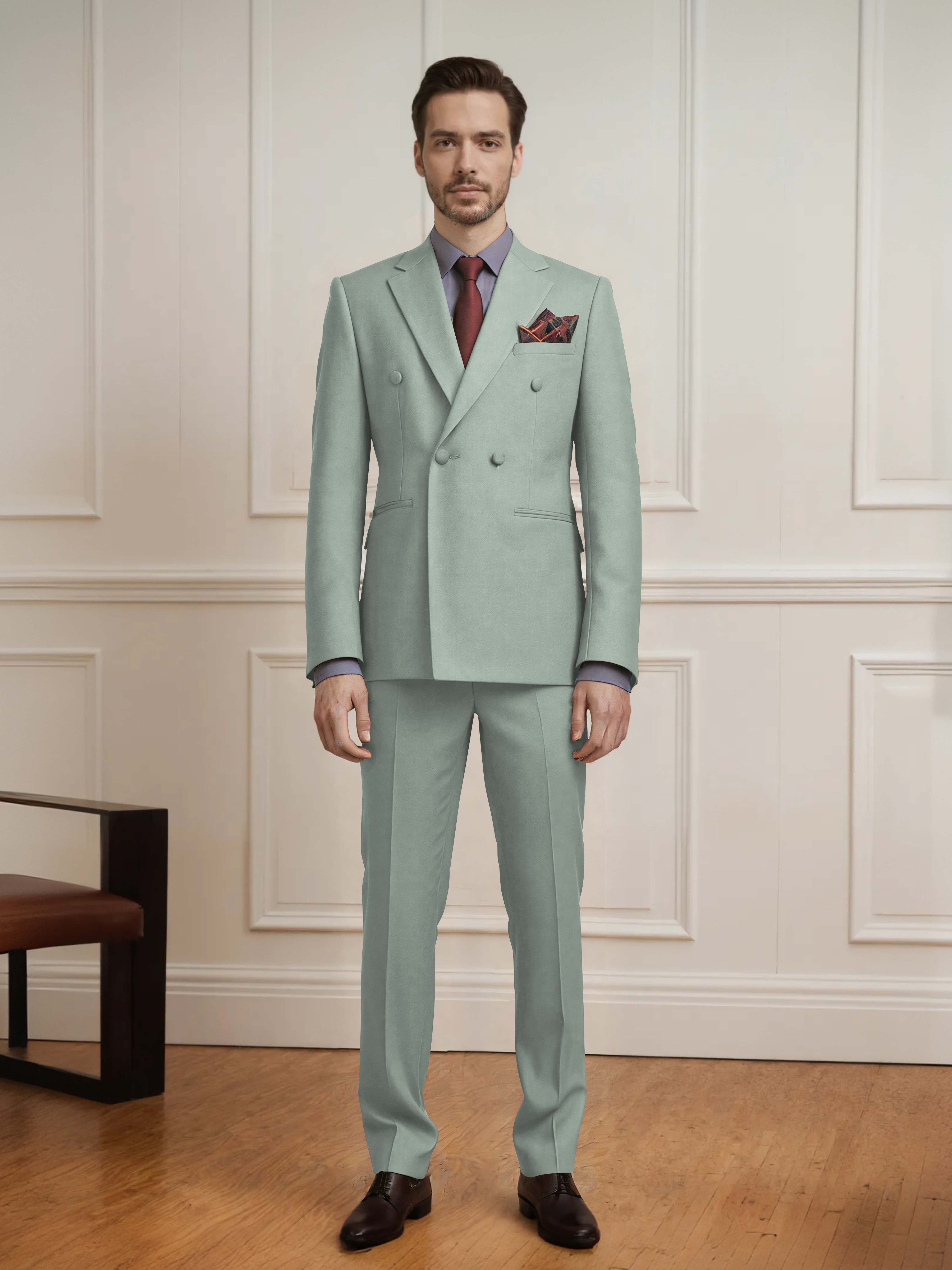 Elegant Men's 2 Pieces Double Breasted Wedding Suit