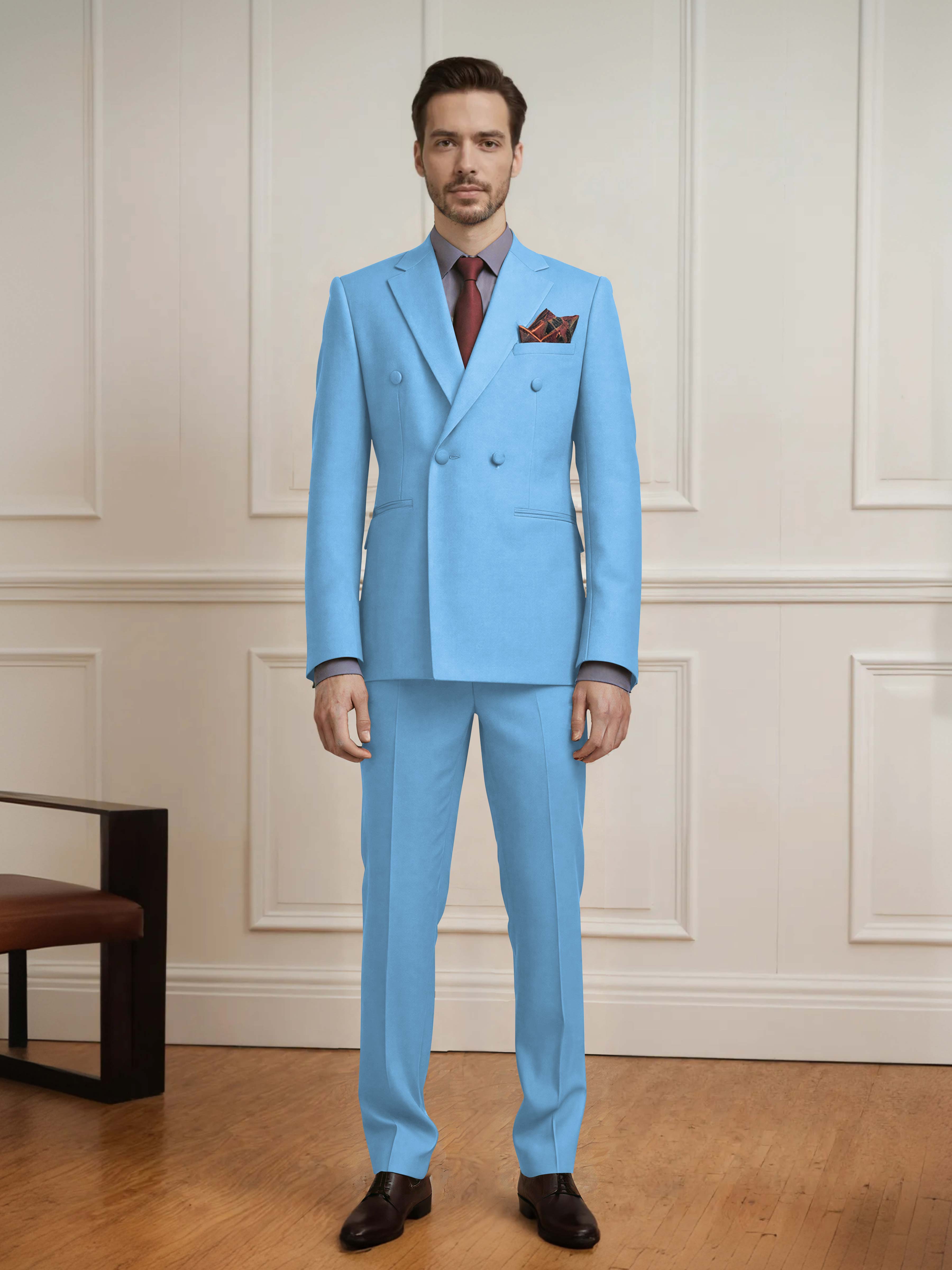 Elegant Men's 2 Pieces Double Breasted Wedding Suit