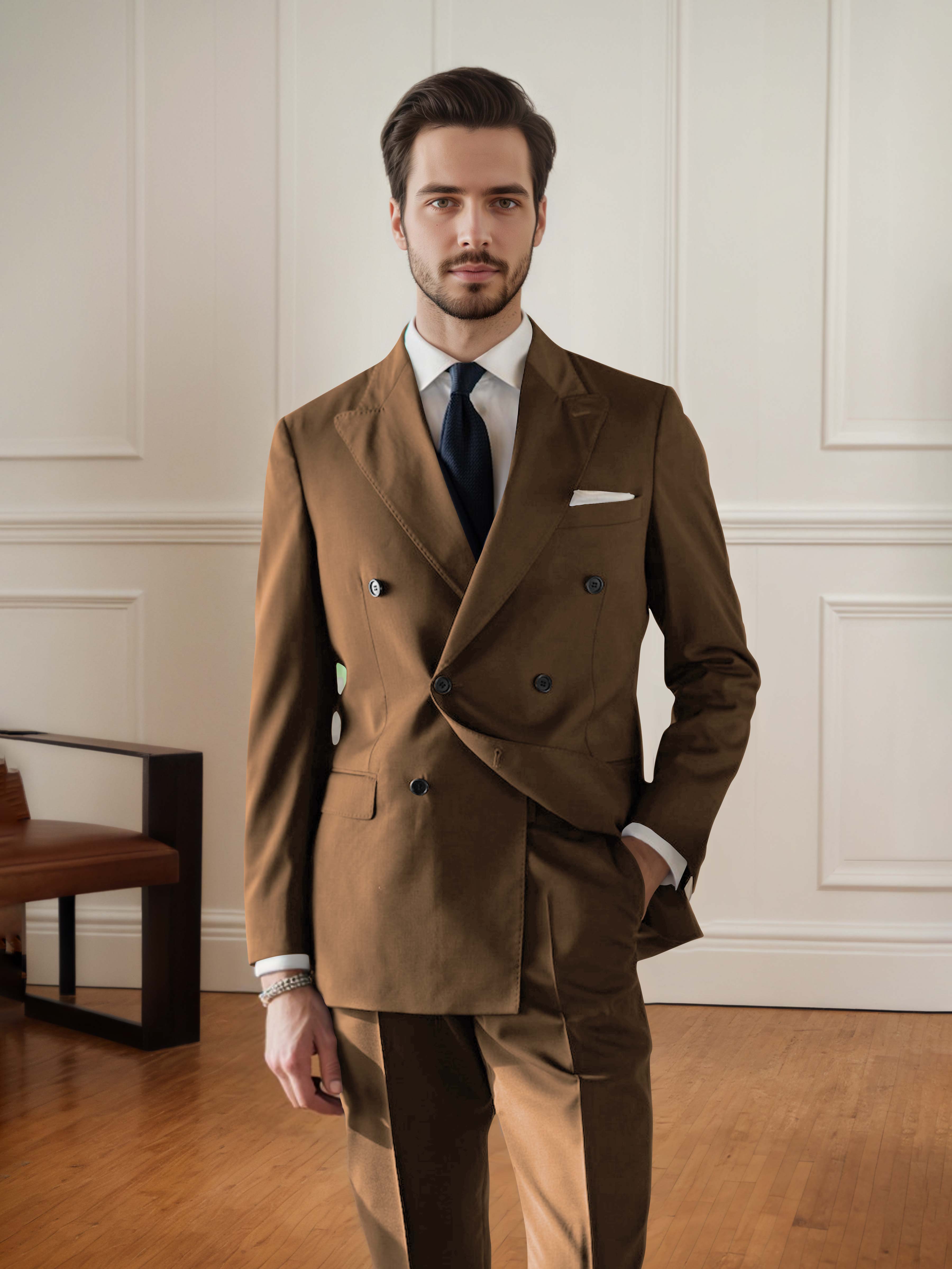 Elegant Men's Double Breasted 2 pieces Wedding Suit