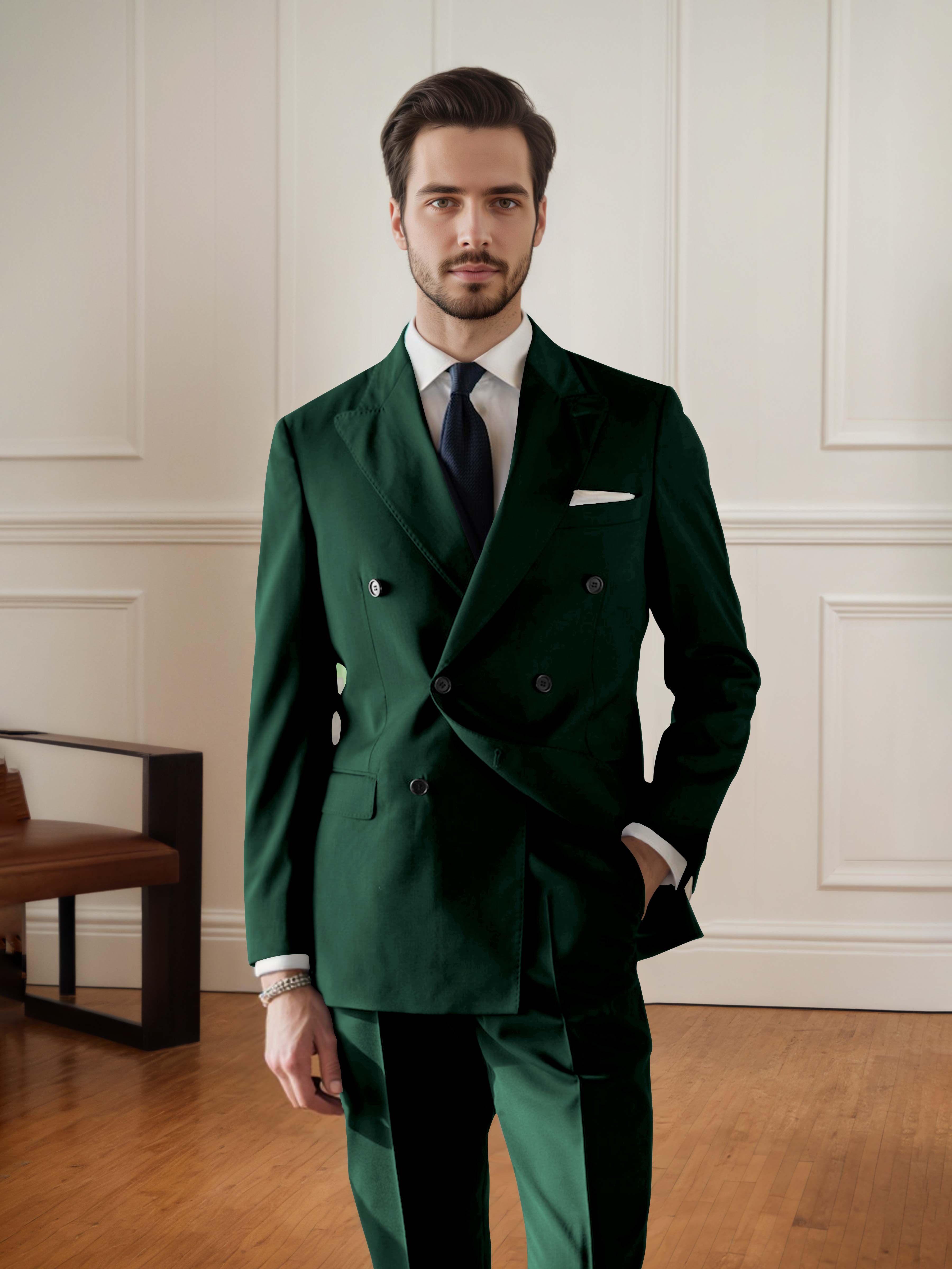 Elegant Men's Double Breasted 2 pieces Wedding Suit