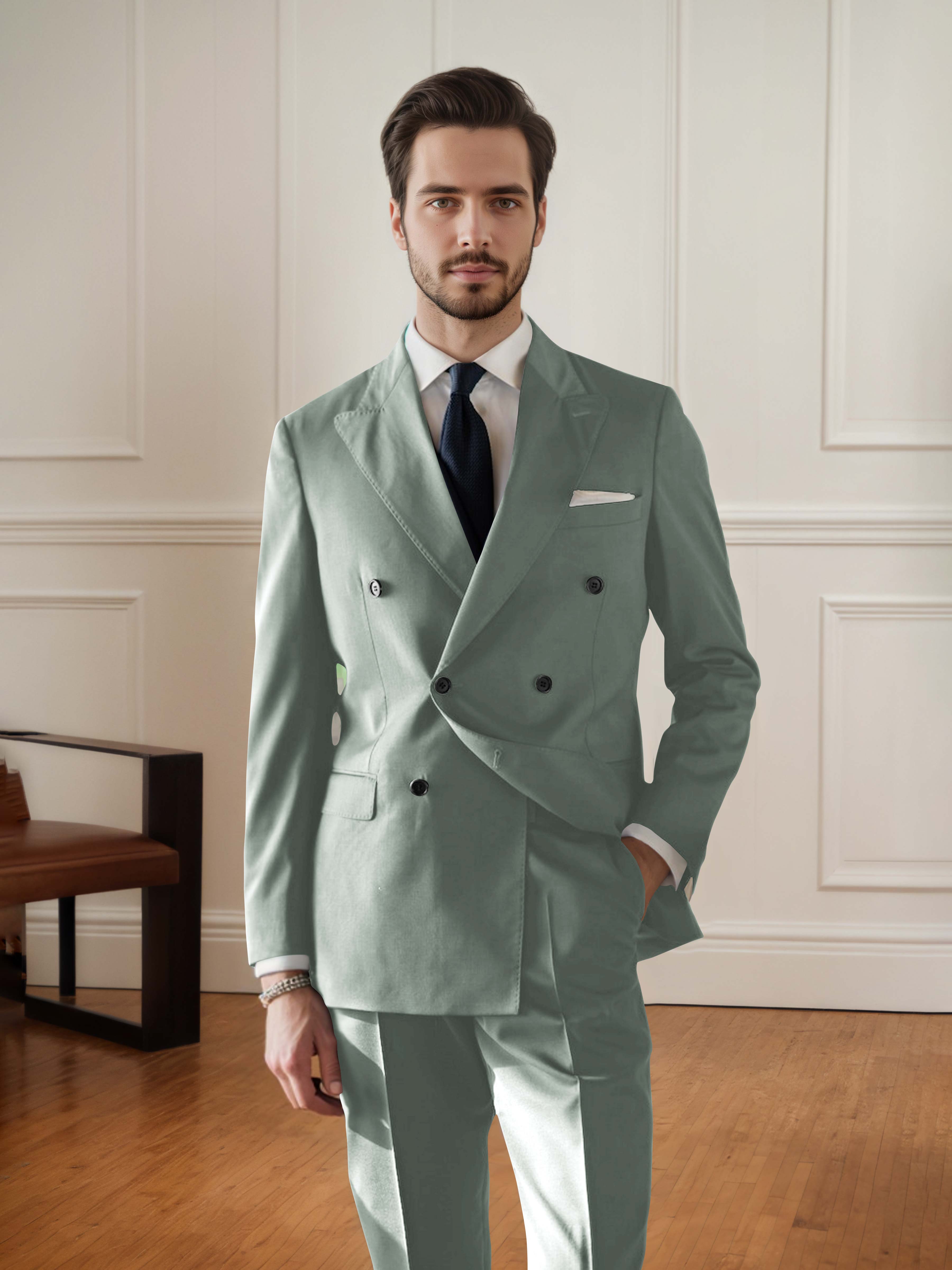 Elegant Men's Double Breasted 2 pieces Wedding Suit
