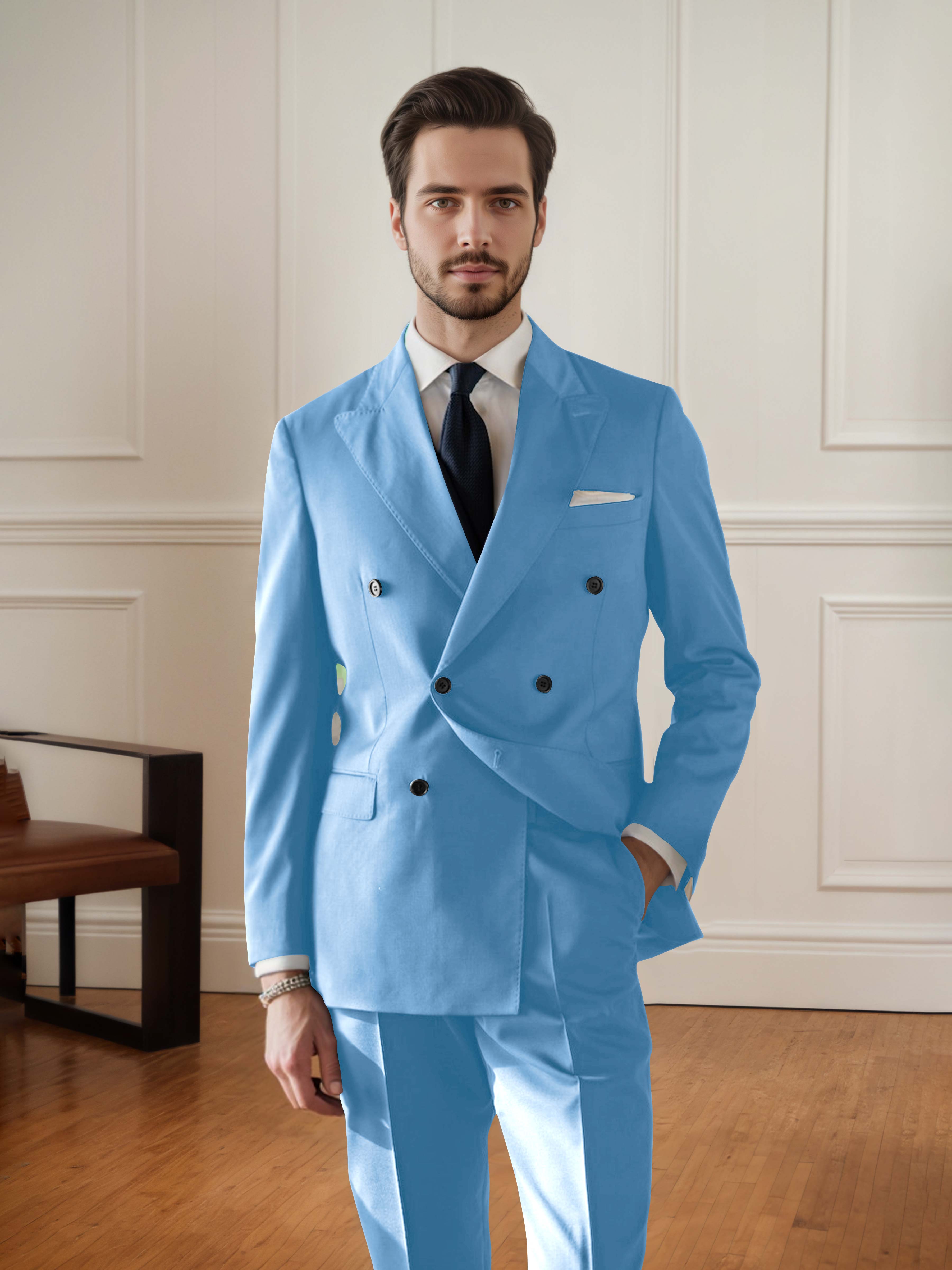 Elegant Men's Double Breasted 2 pieces Wedding Suit