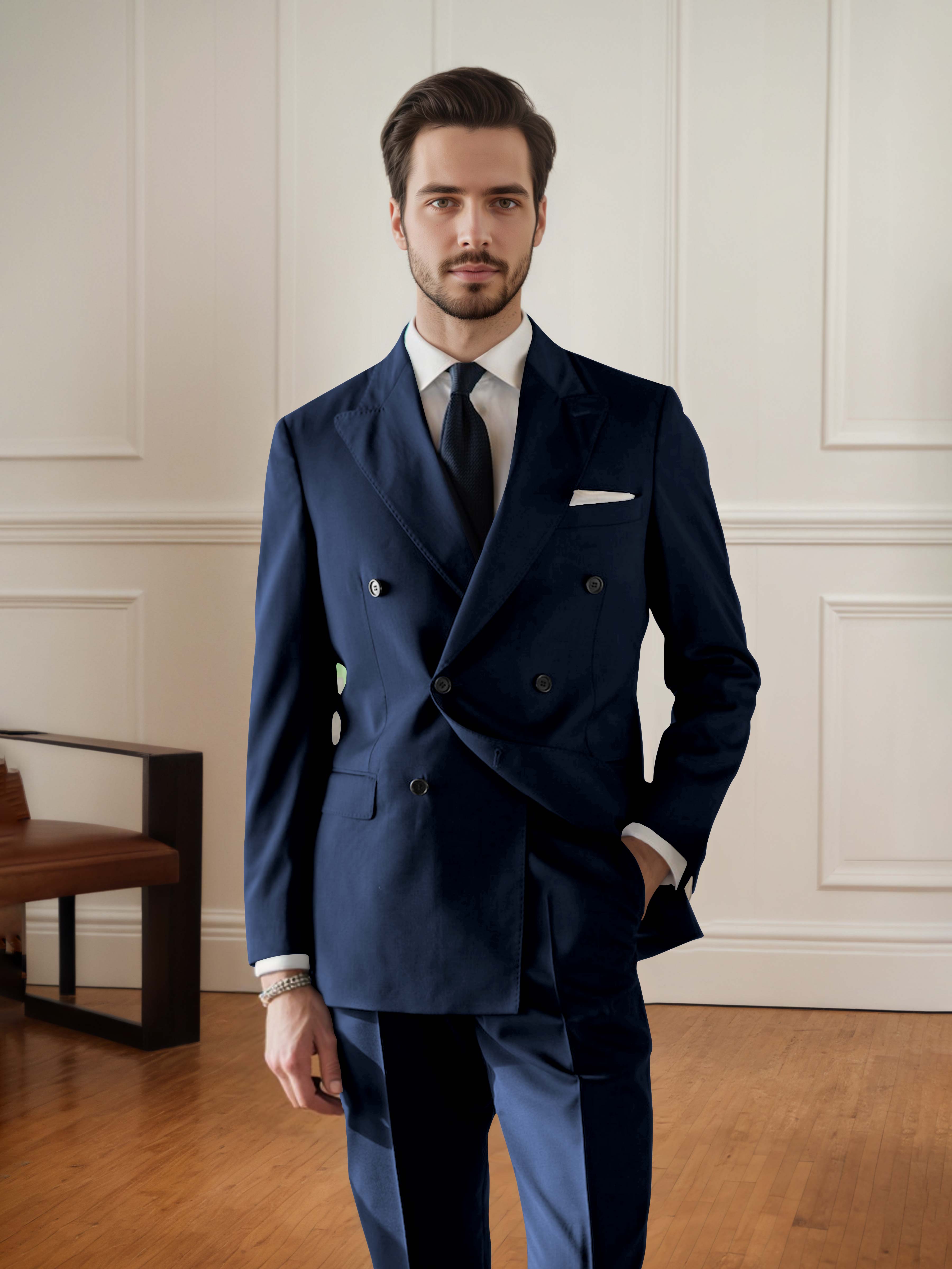 Elegant Men's Double Breasted 2 pieces Wedding Suit