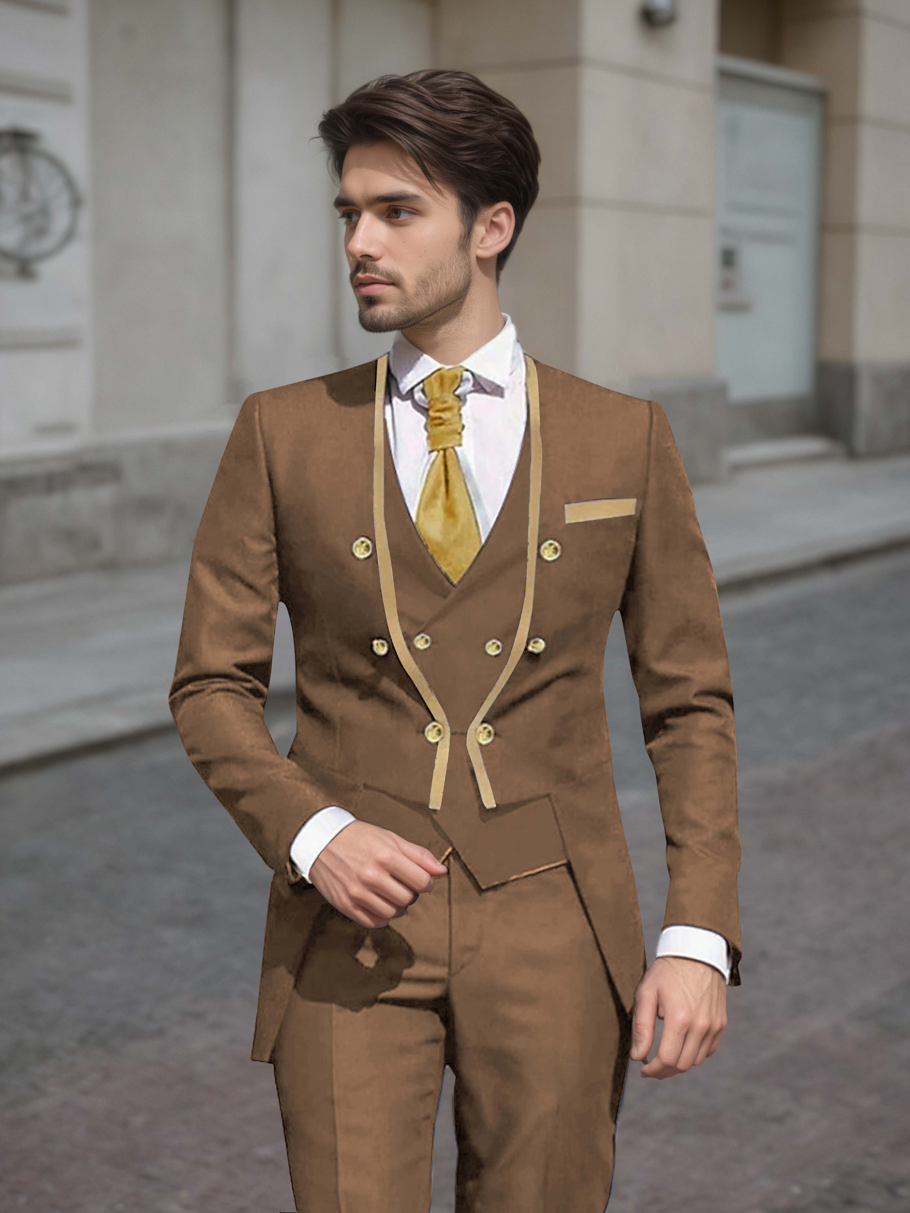 Elegant Men's Double Breasted 3 Pieces Wedding Suits