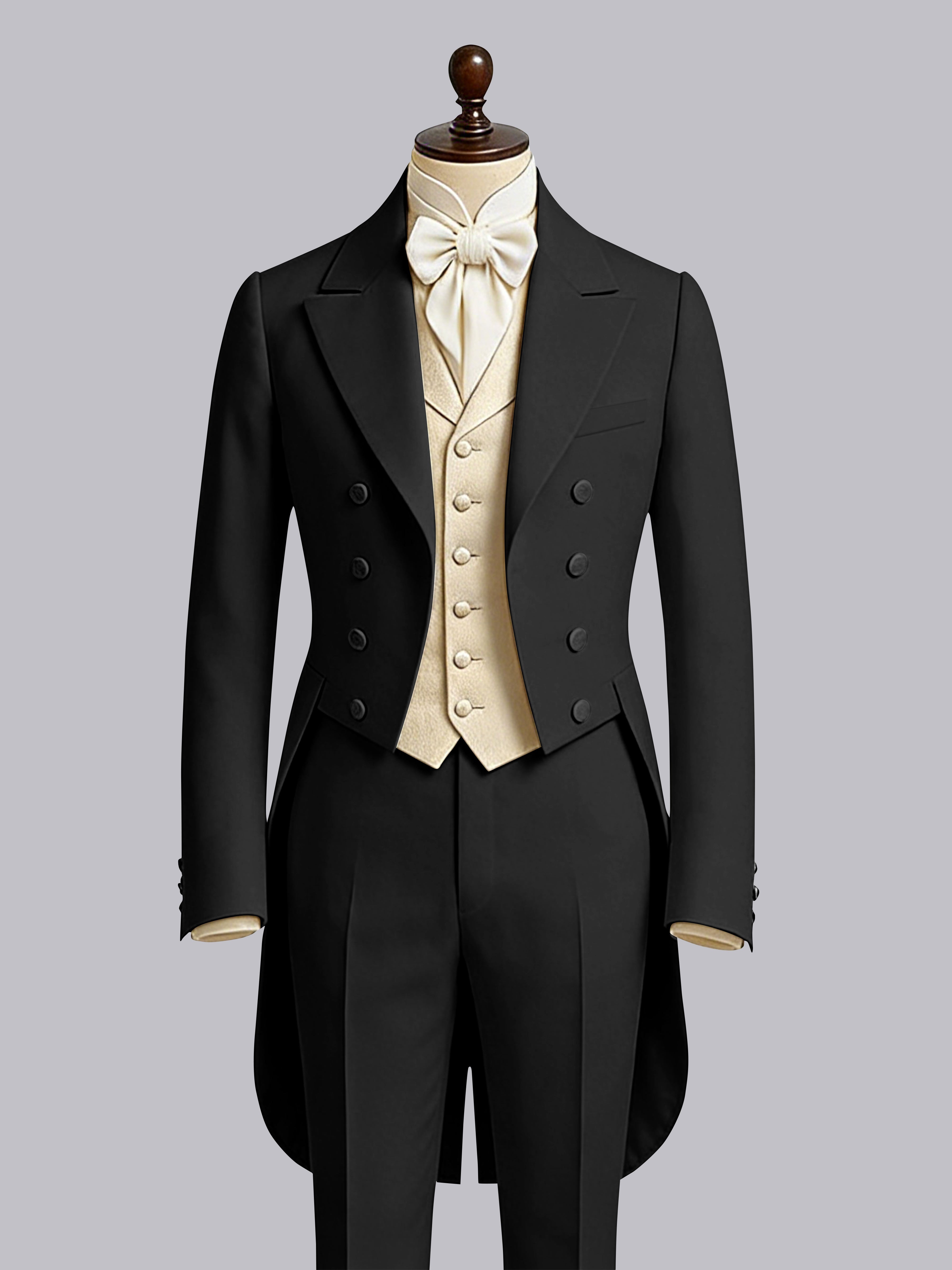 Refined 3 Pieces Color Block Men's Notch Lapel Tailcoat Suit For Guest