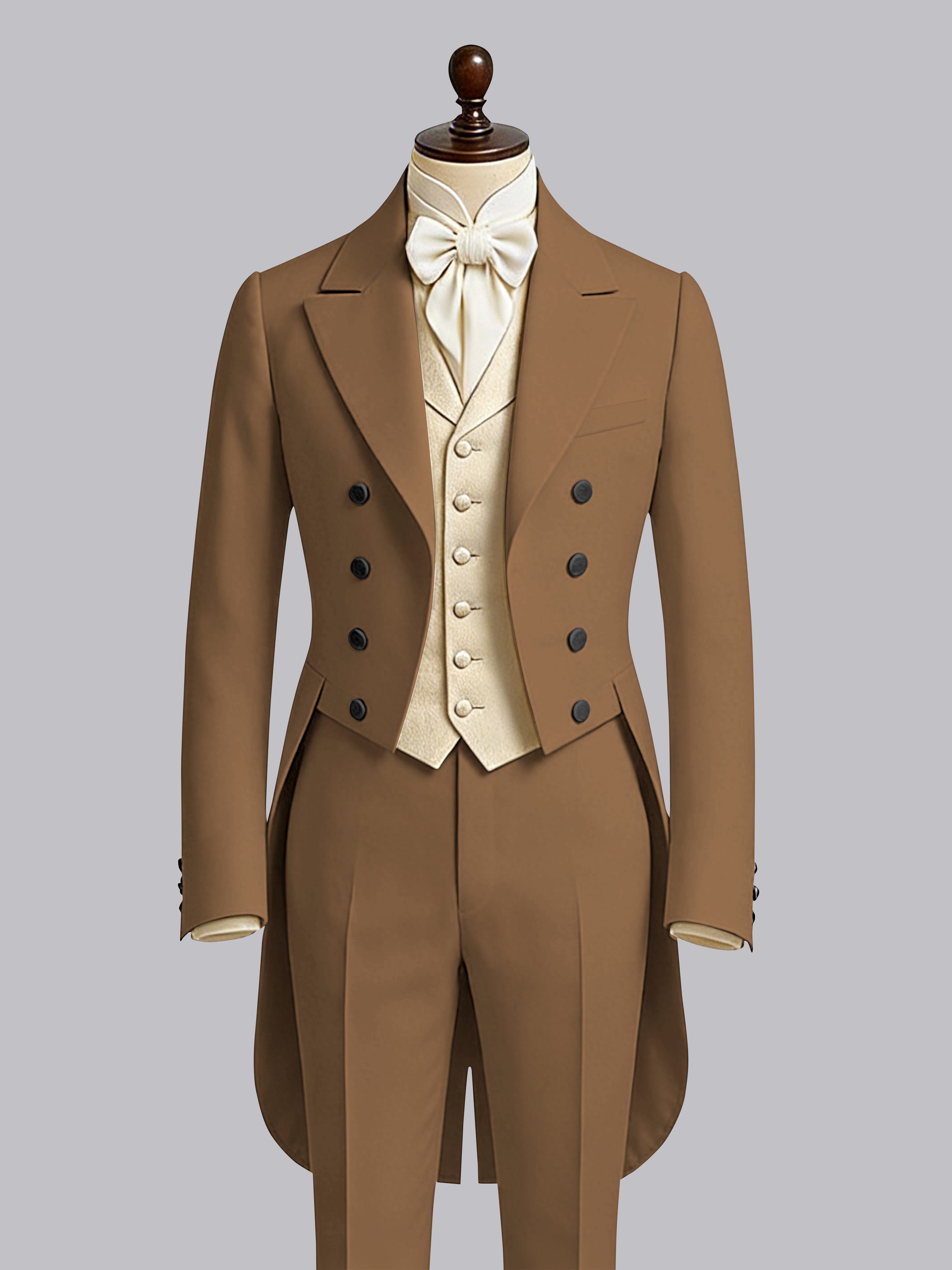 Refined 3 Pieces Color Block Men's Notch Lapel Tailcoat Suit For Guest