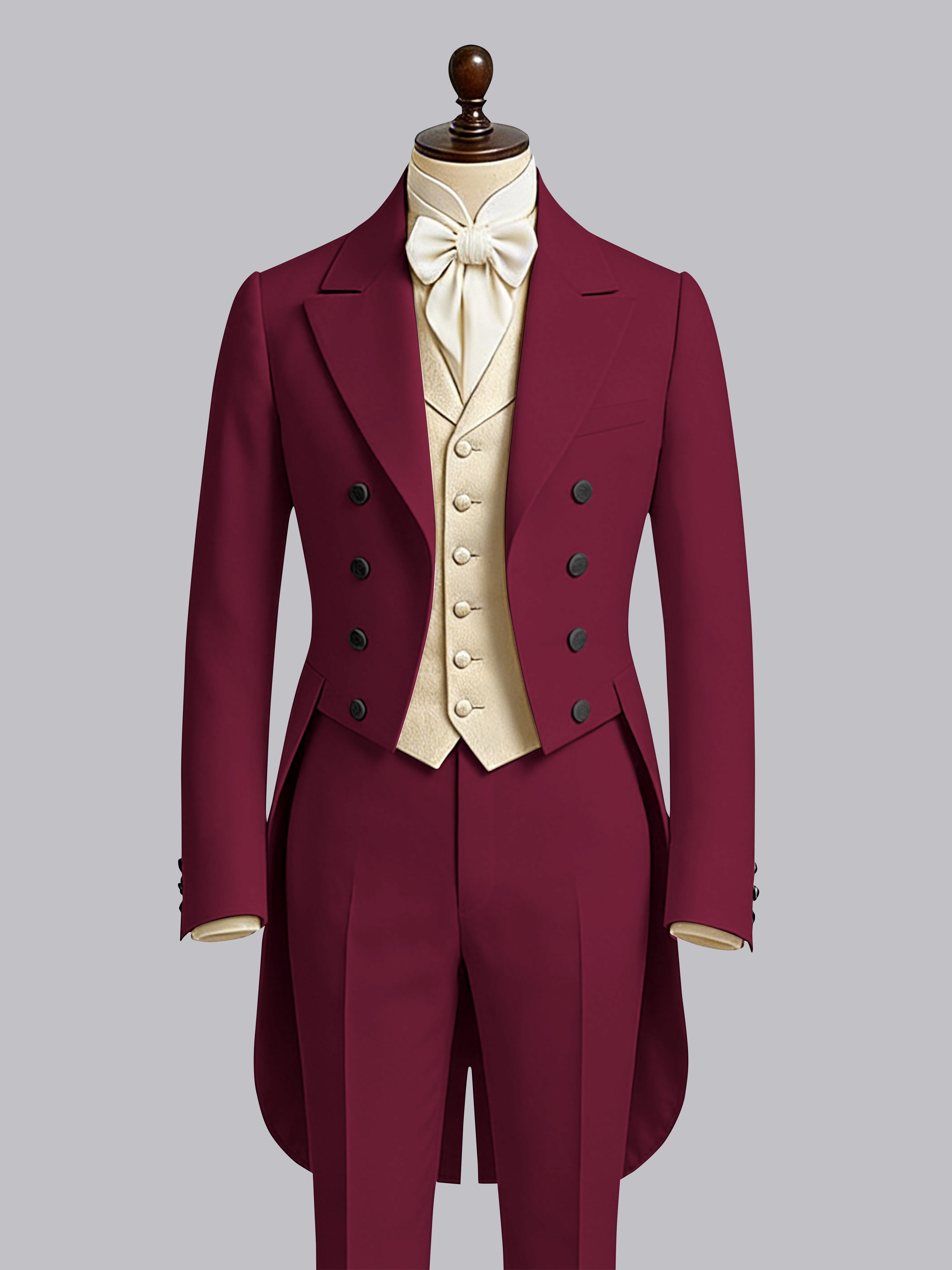 Refined 3 Pieces Color Block Men's Notch Lapel Tailcoat Suit For Guest