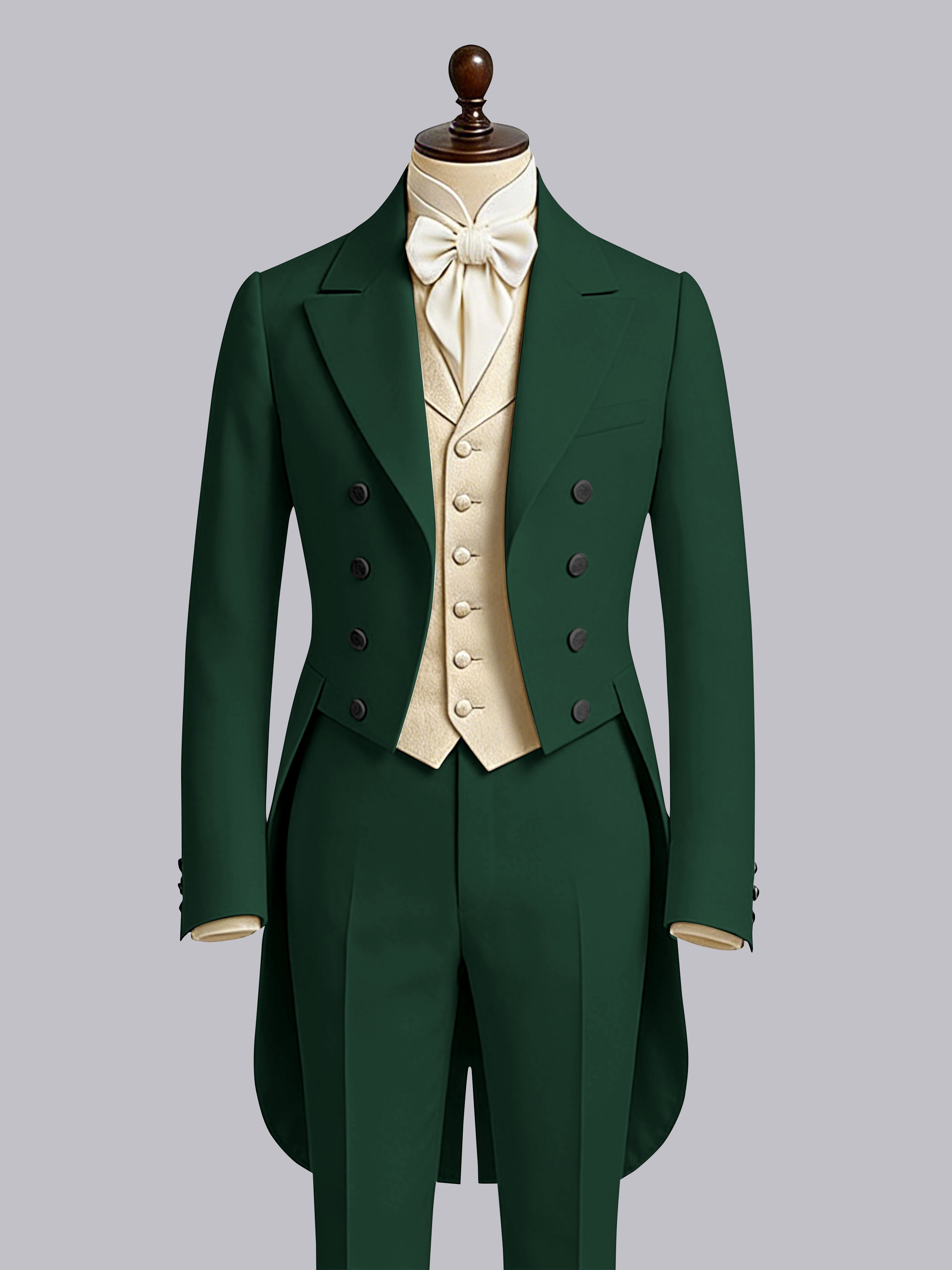 Refined 3 Pieces Color Block Men's Notch Lapel Tailcoat Suit For Guest