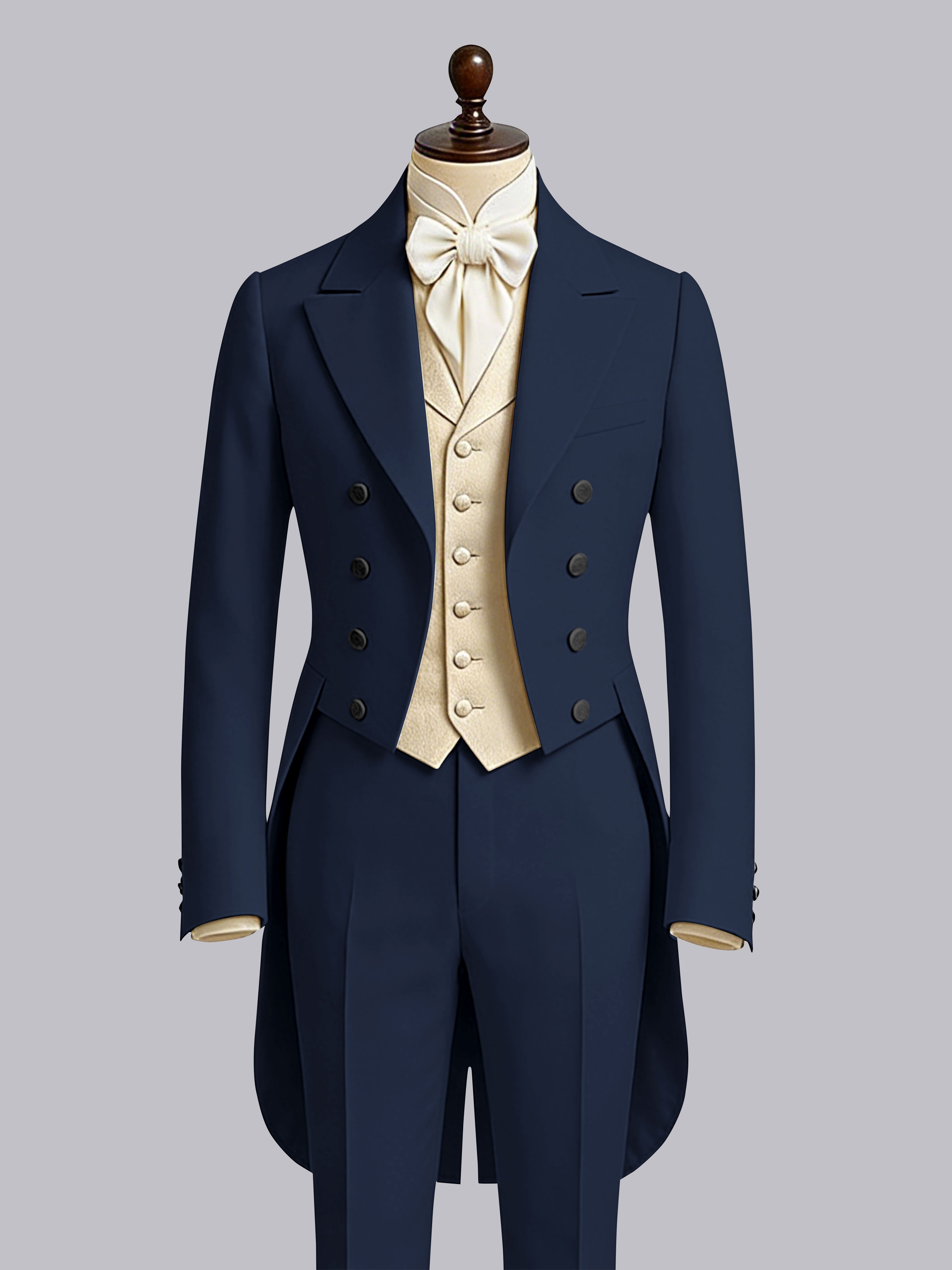 Refined 3 Pieces Color Block Men's Notch Lapel Tailcoat Suit For Guest