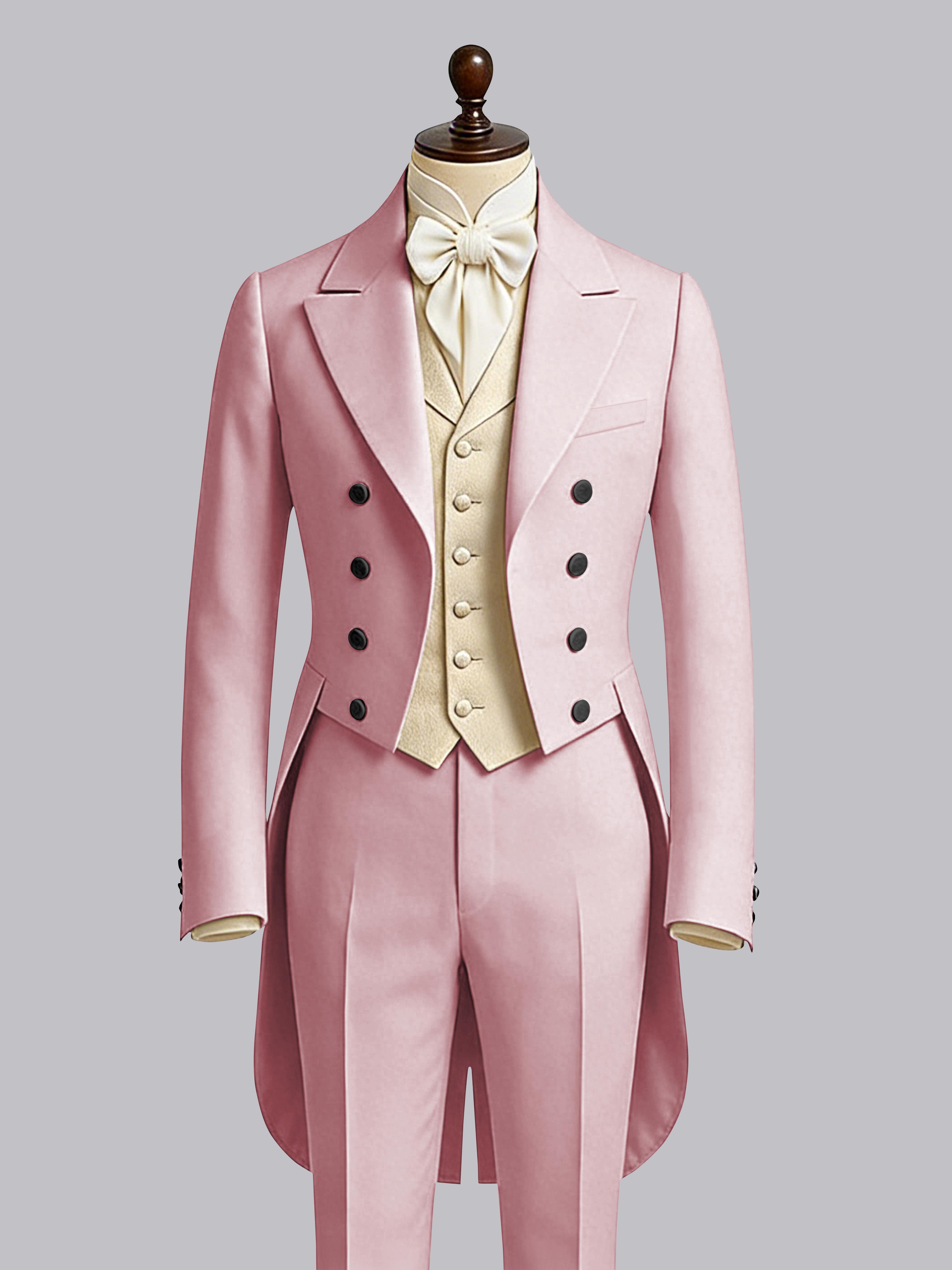 Refined 3 Pieces Color Block Men's Notch Lapel Tailcoat Suit For Guest