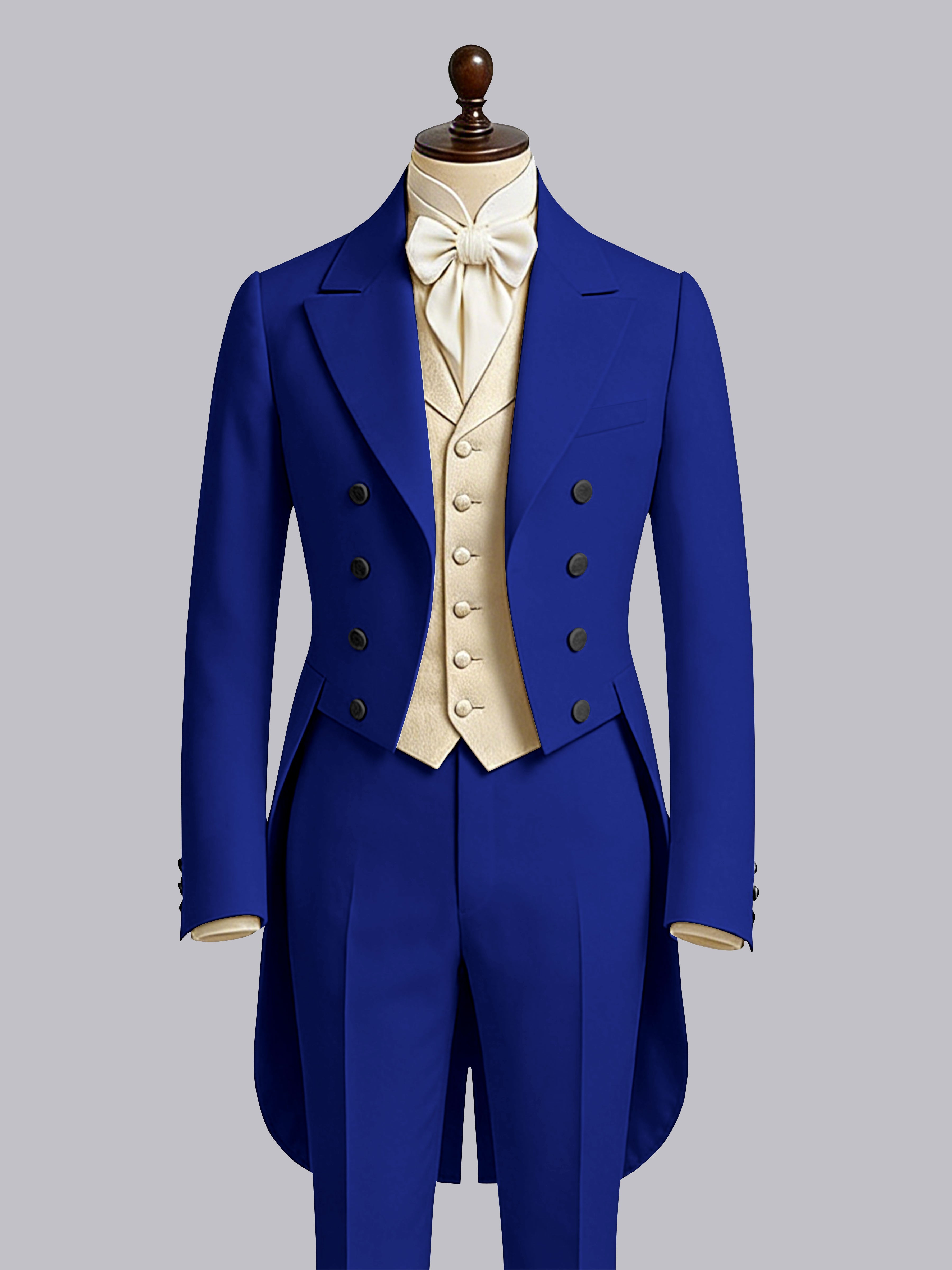 Refined 3 Pieces Color Block Men's Notch Lapel Tailcoat Suit For Guest