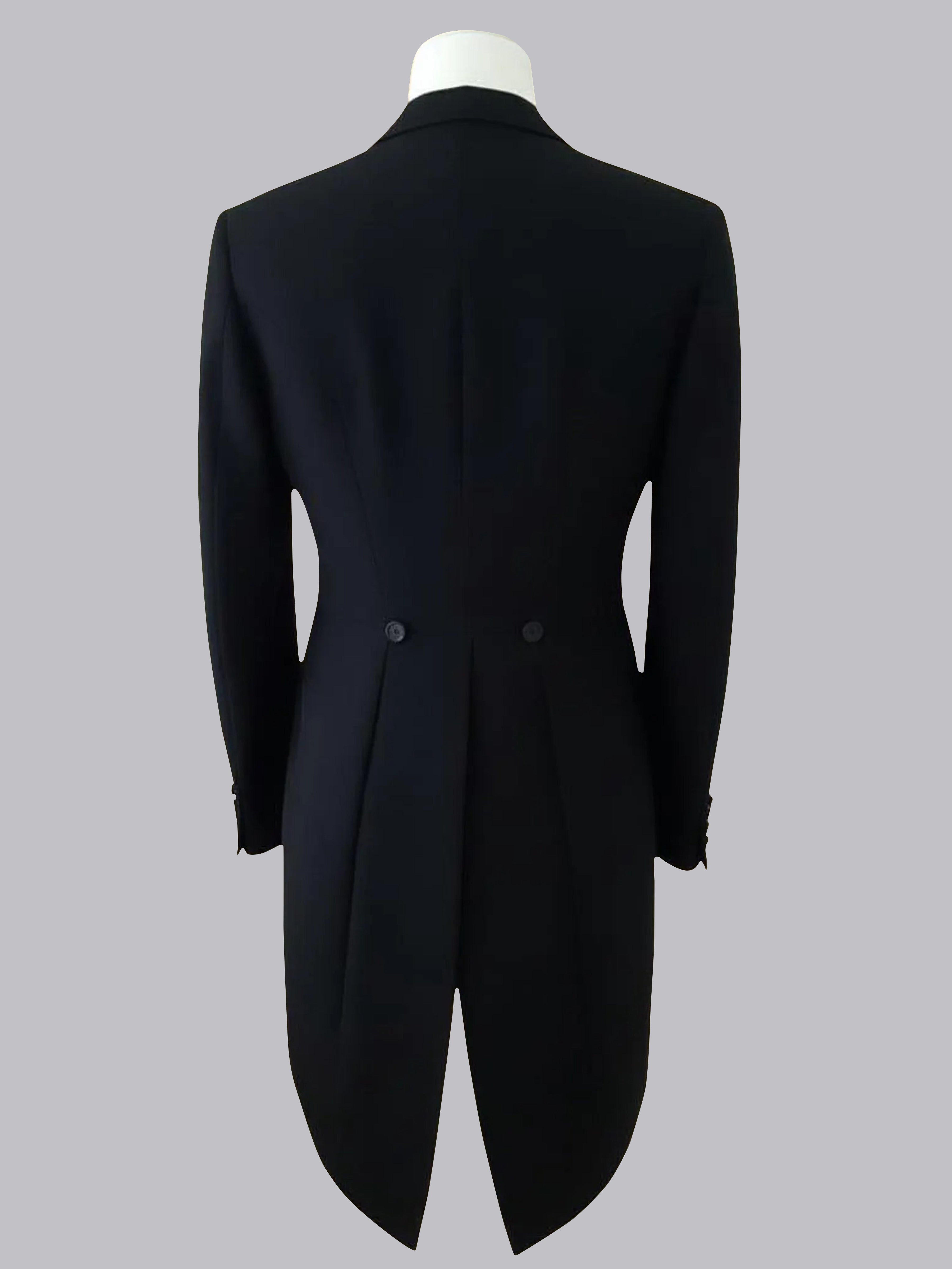 Elegant Men's Peak Lapel Back Hem Tailcoat Jacket