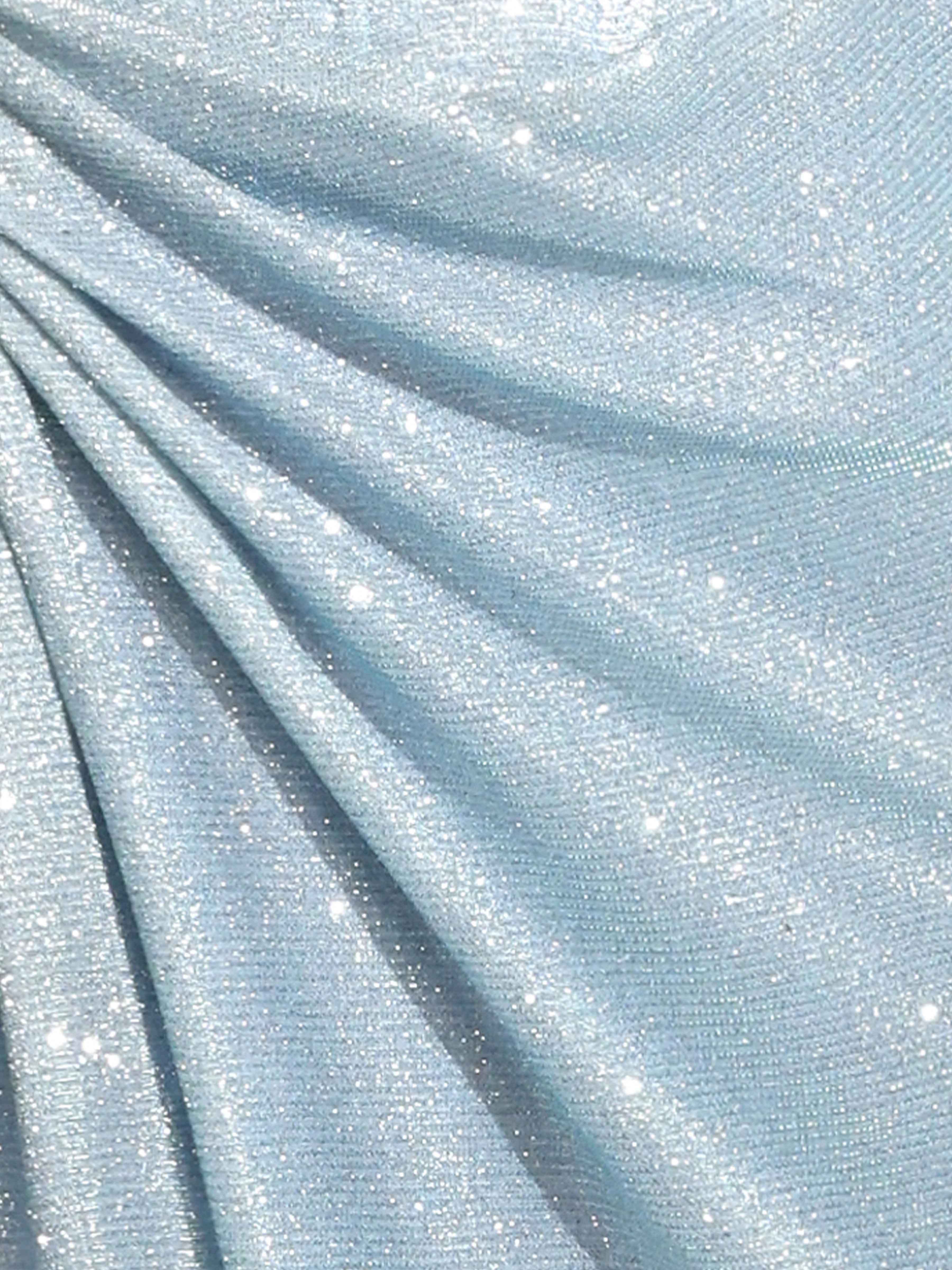 Elylith Dazzling Cowl Ruched Slit Long Glitter Prom Dresses