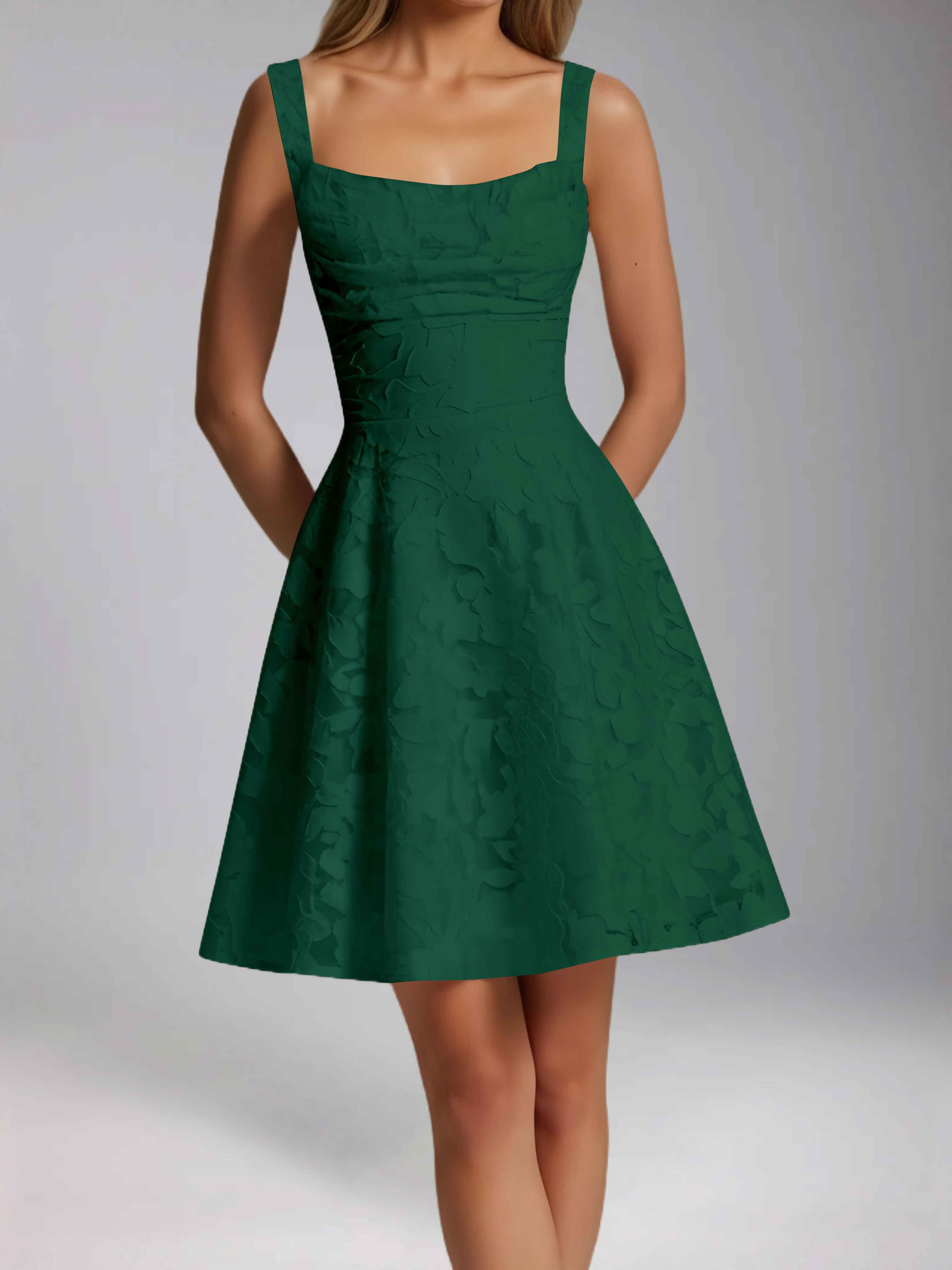 Oraelvanna Elegant Pleated A-Line Jacquard Short Party Dresses