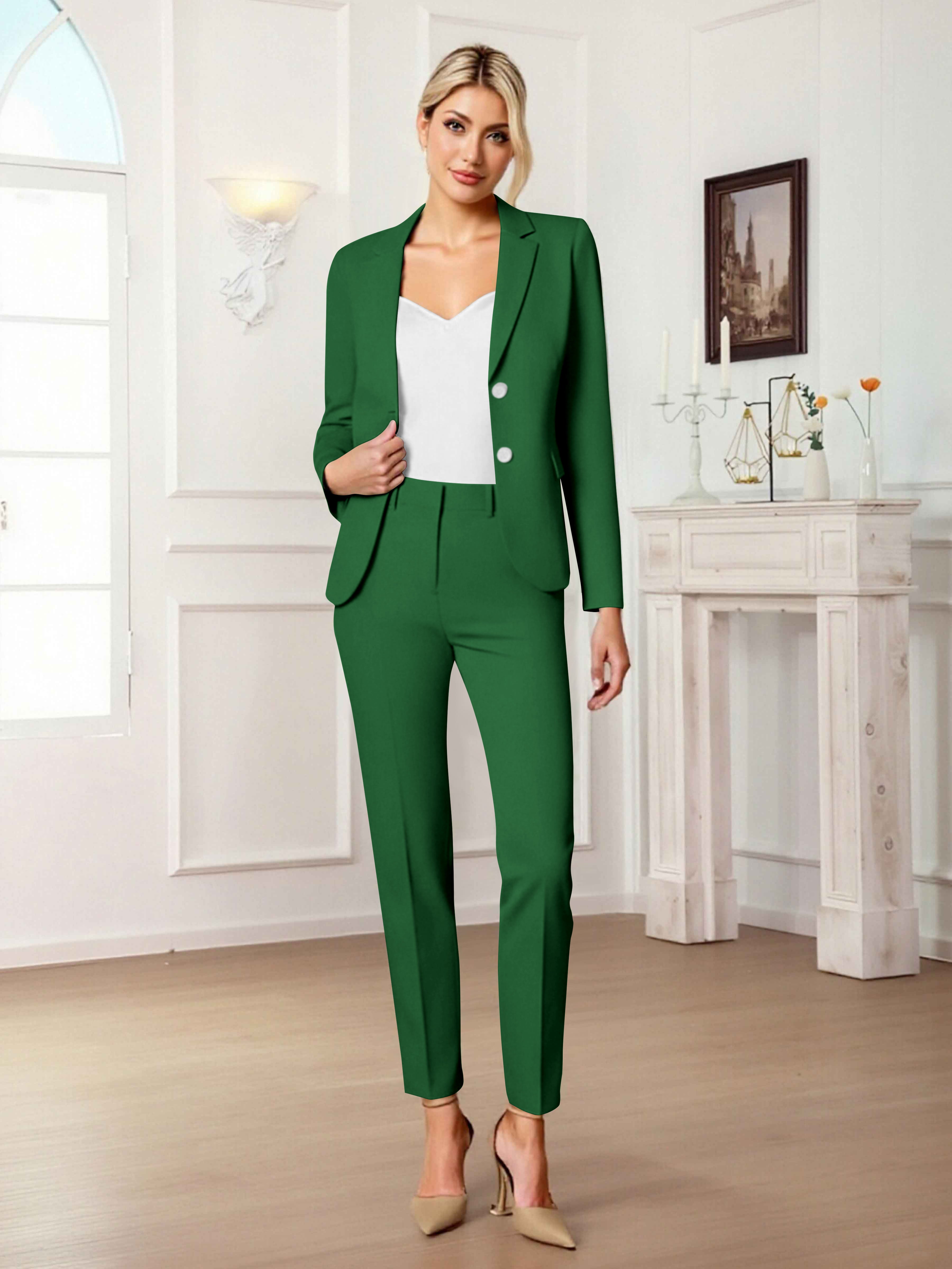 Slim Fit Women's 2 Pieces Notch Lapel Two Button Suit For Guest