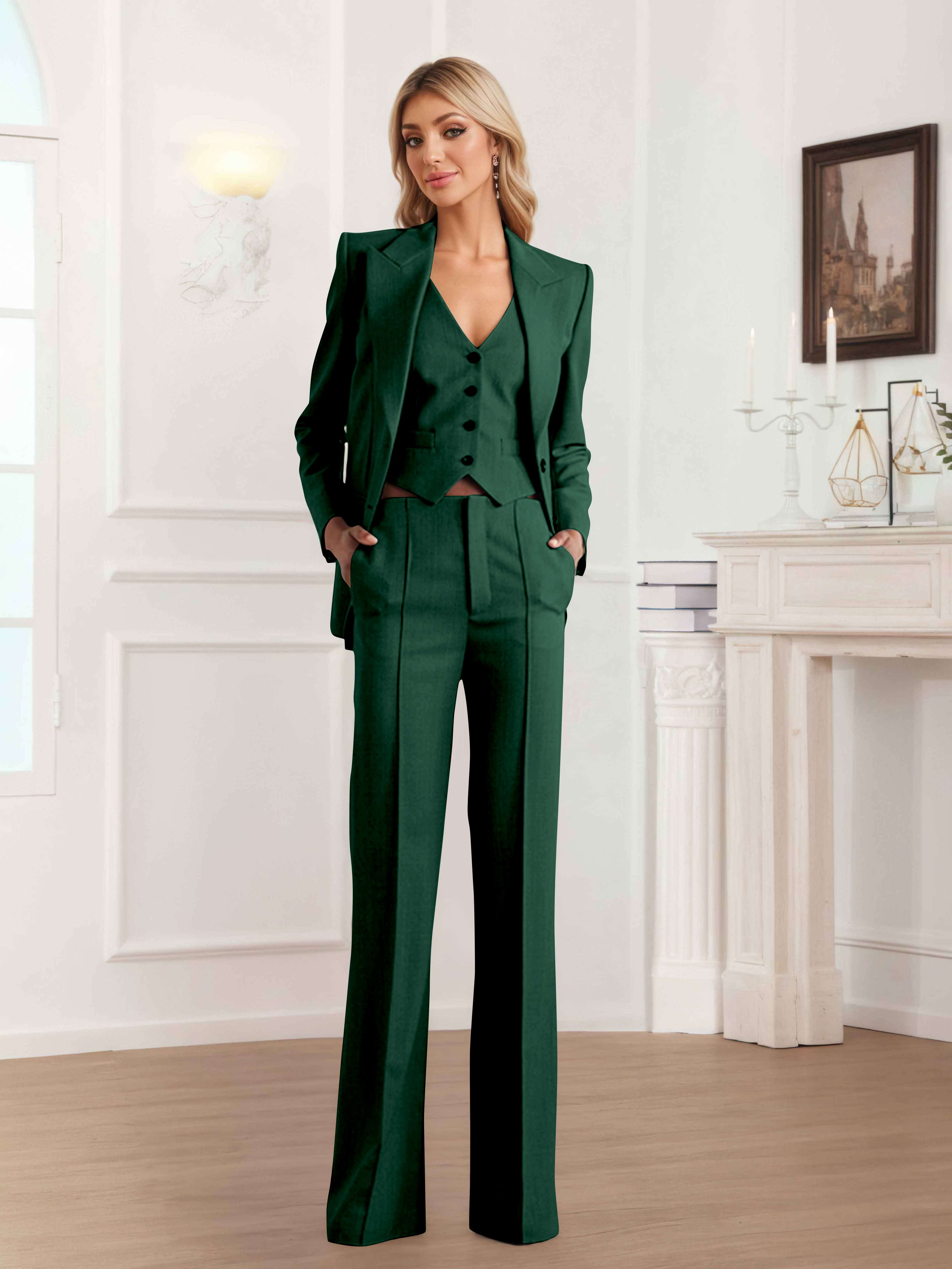 Trendy Women's 3 Pieces Business Casual Outfits Blazer