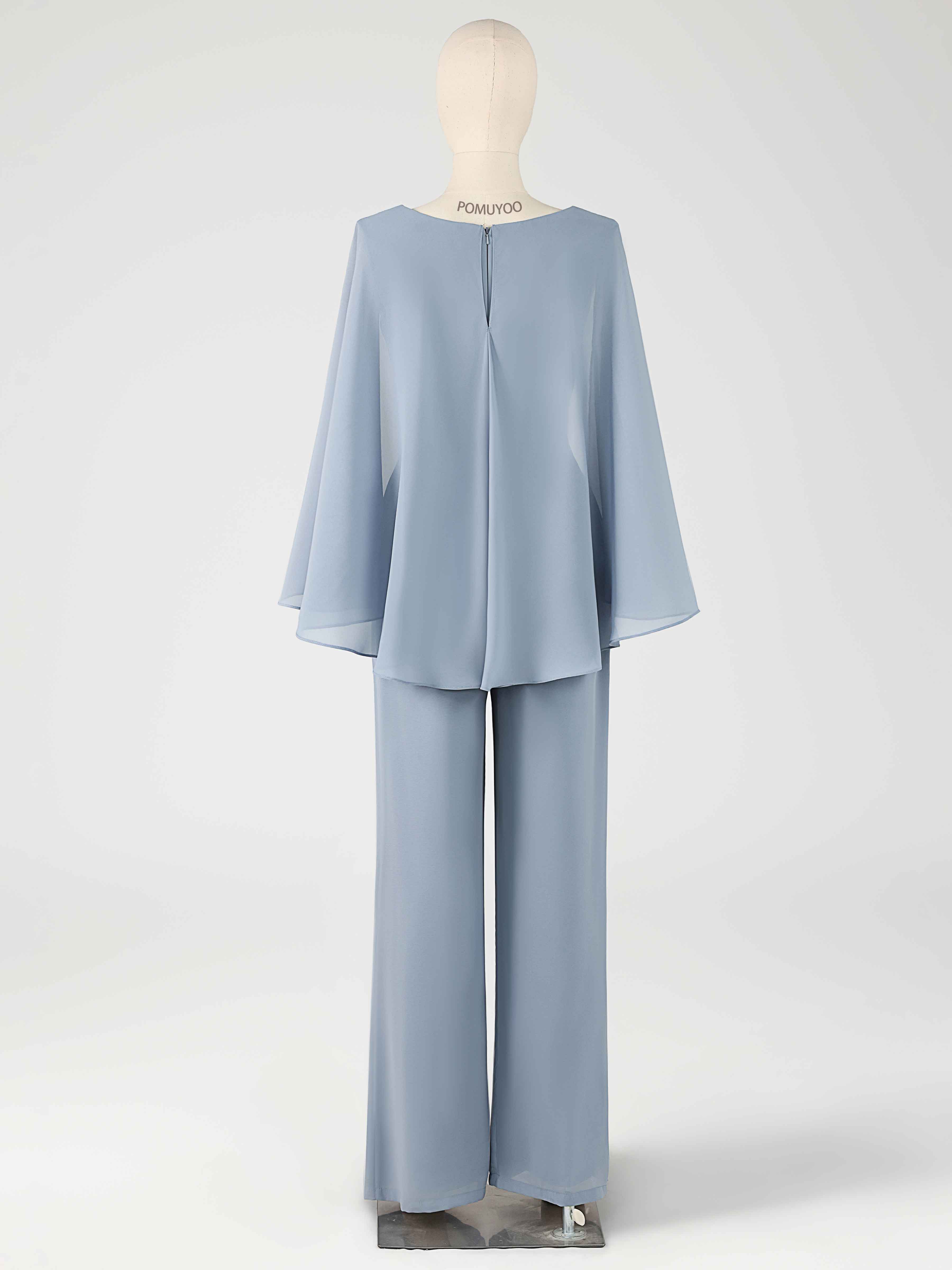 Enchanting Two Pieces V Neck Beaded Chiffon Mother of the Bride Jumpsuit/Pantsuit