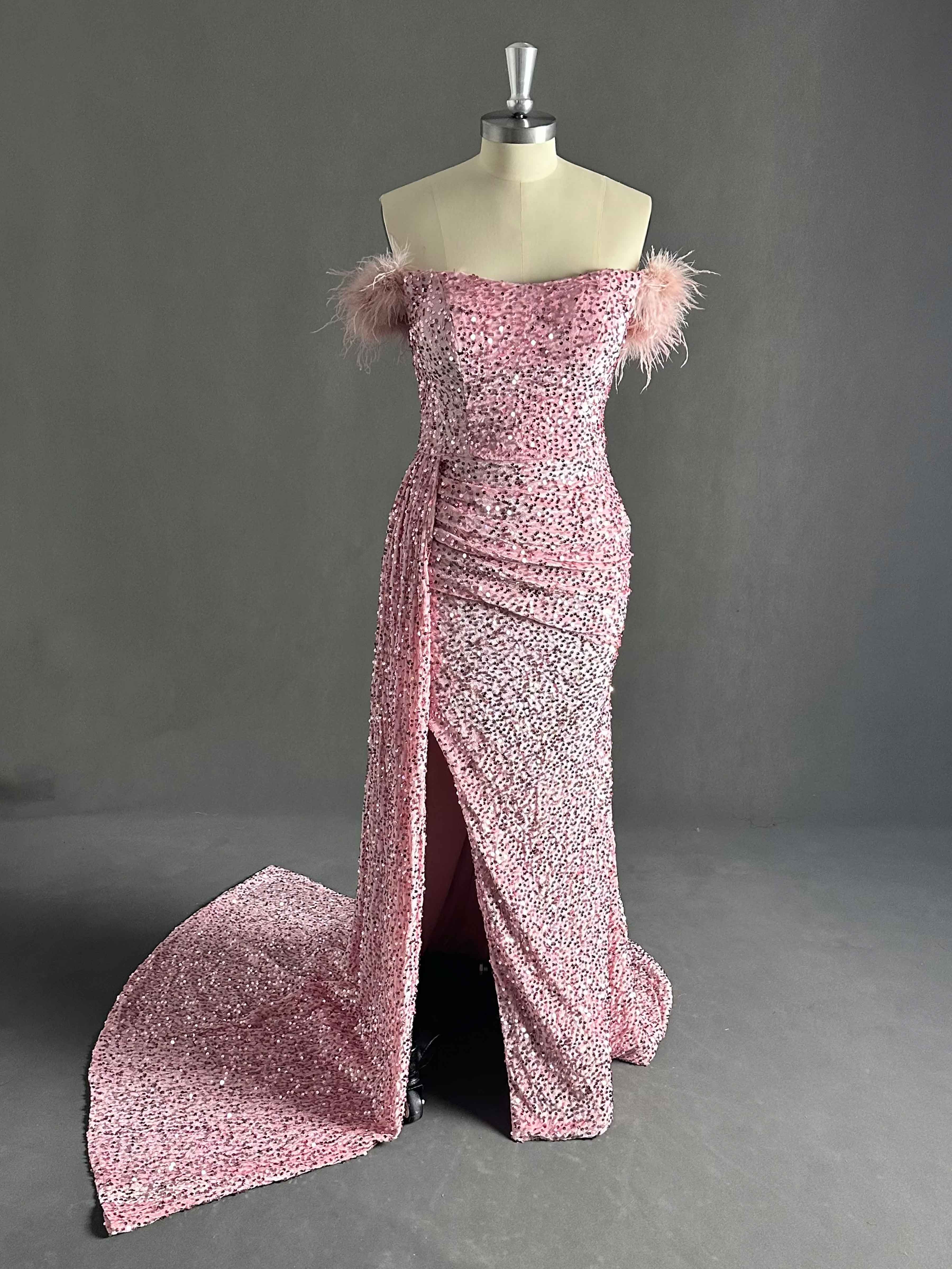 Evelynn Glamorous Sequin Long Mermaid Prom Dresses with Slit