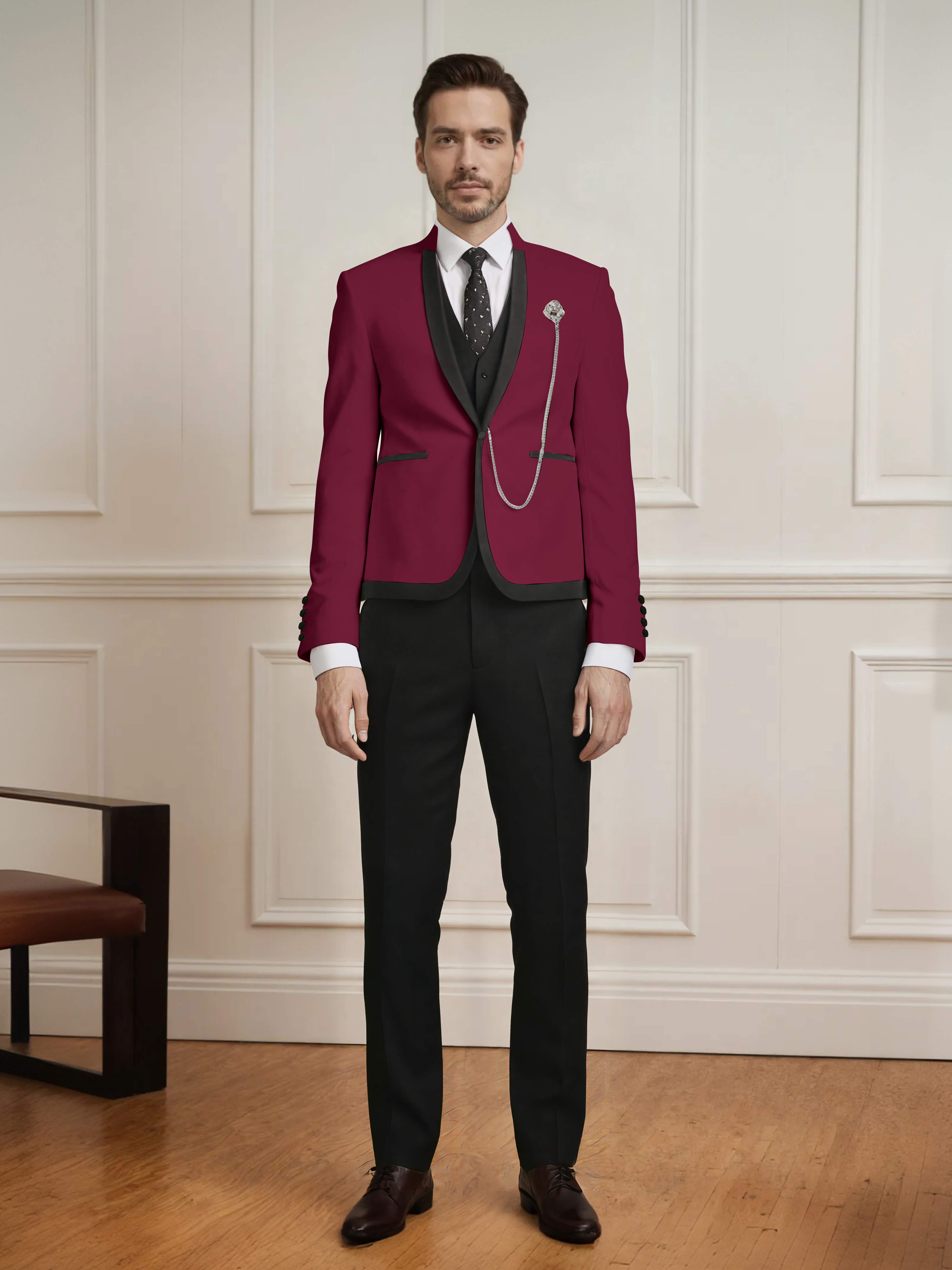 Fashion Forward 3 Pieces Men's Slim Fit One Button Suit For Wedding