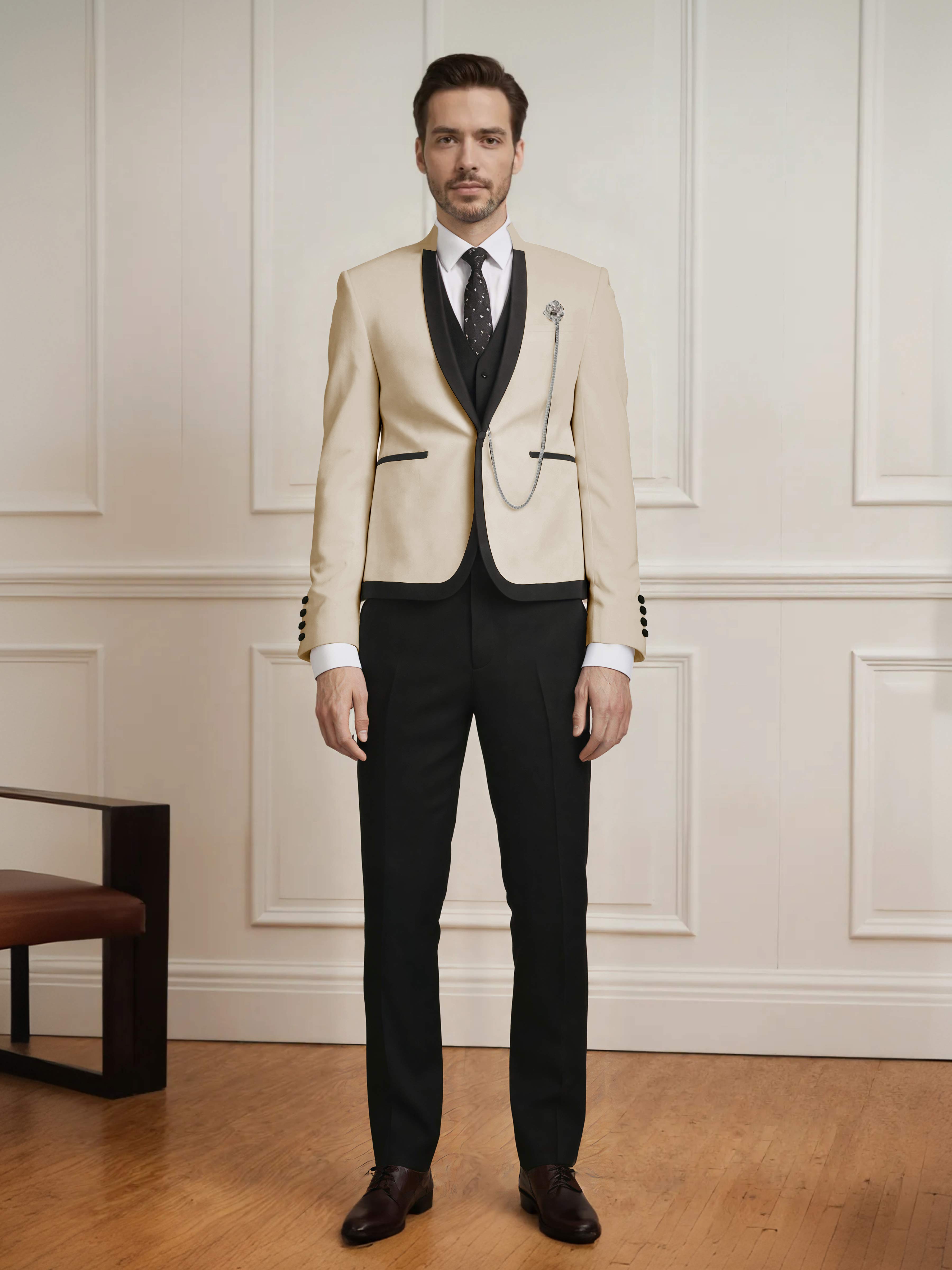 Fashion Forward 3 Pieces Men's Slim Fit One Button Suit For Wedding