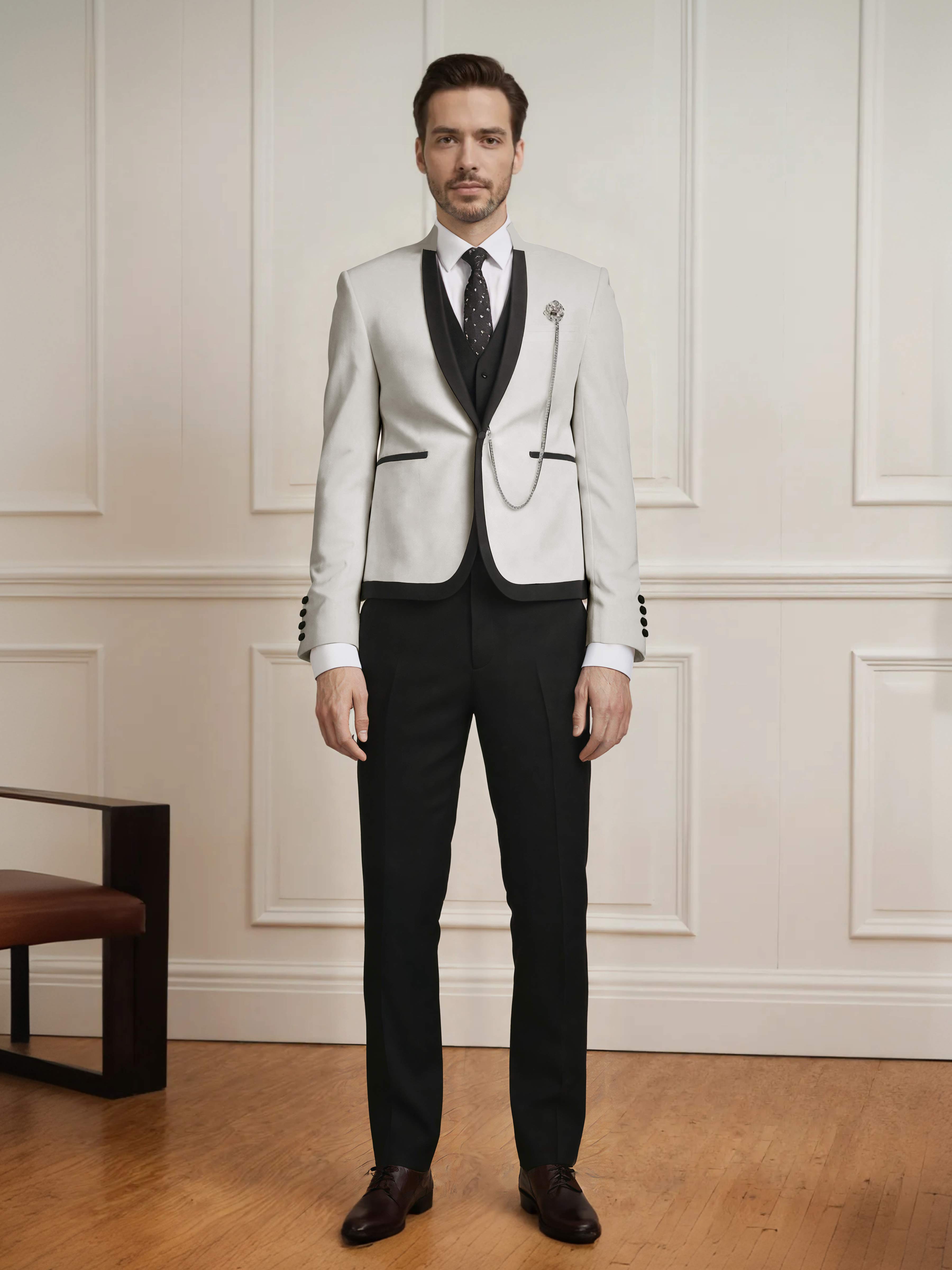 Fashion Forward 3 Pieces Men's Slim Fit One Button Suit For Wedding