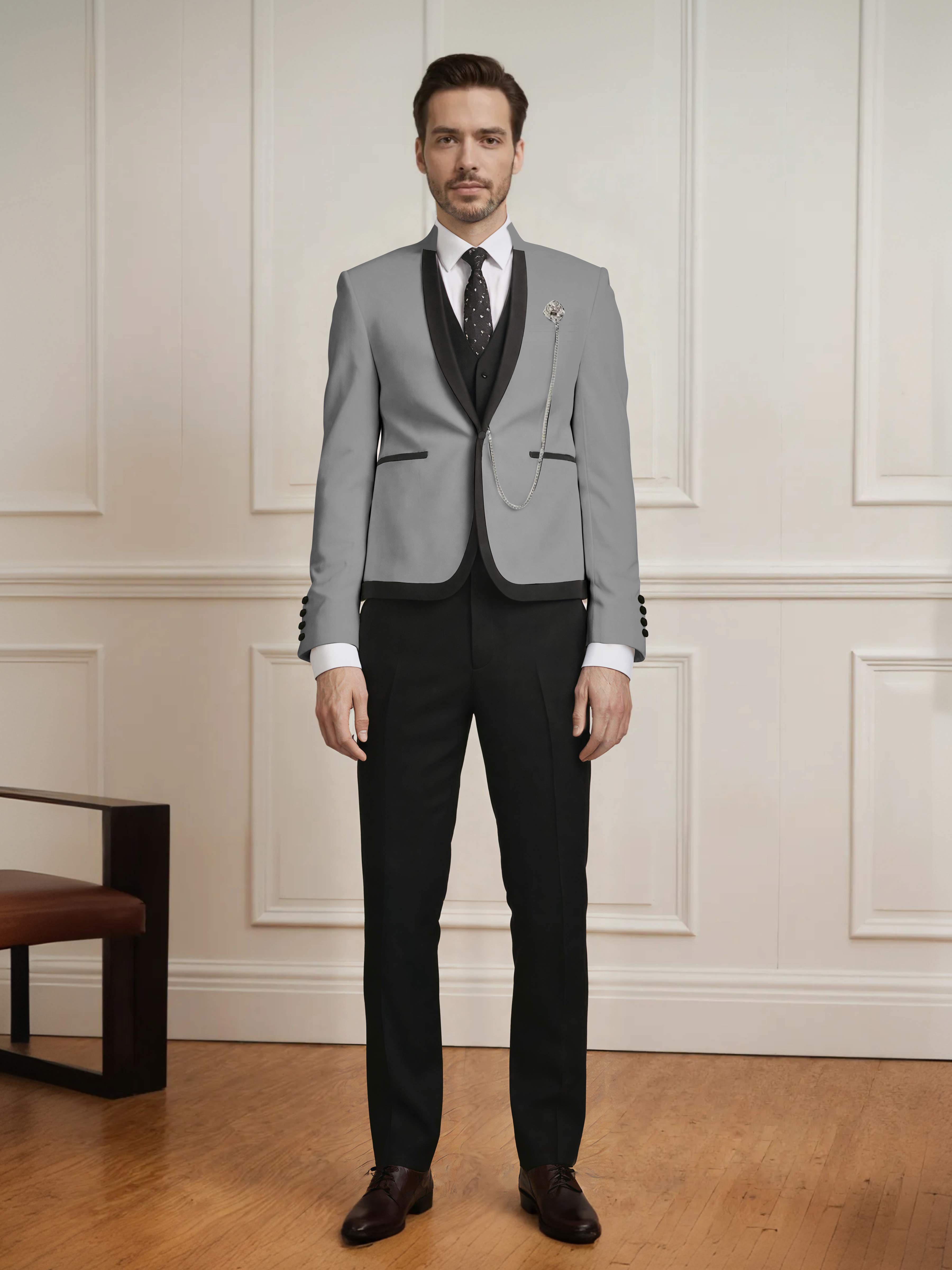 Fashion Forward 3 Pieces Men's Slim Fit One Button Suit For Wedding