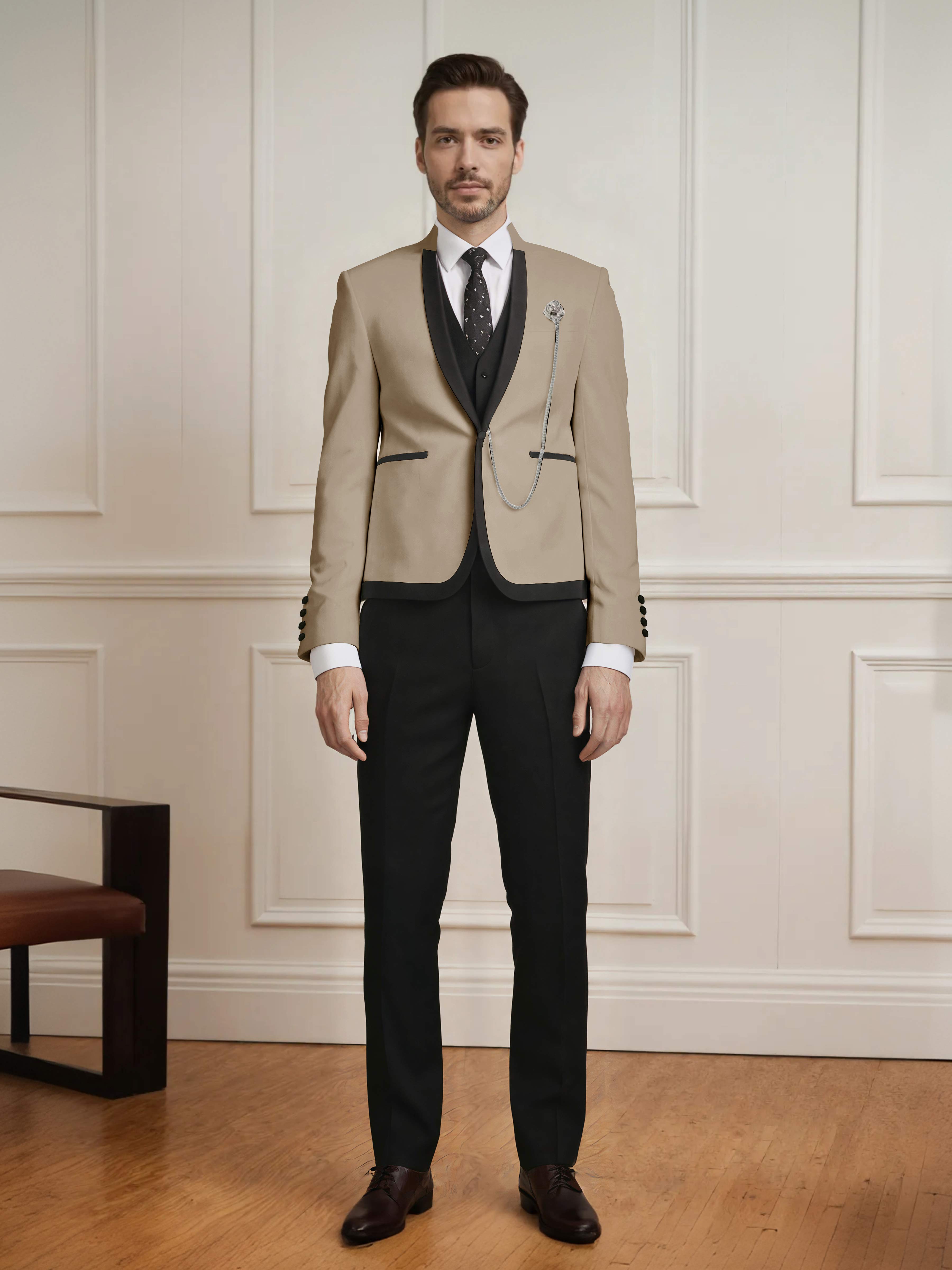 Fashion Forward 3 Pieces Men's Slim Fit One Button Suit For Wedding