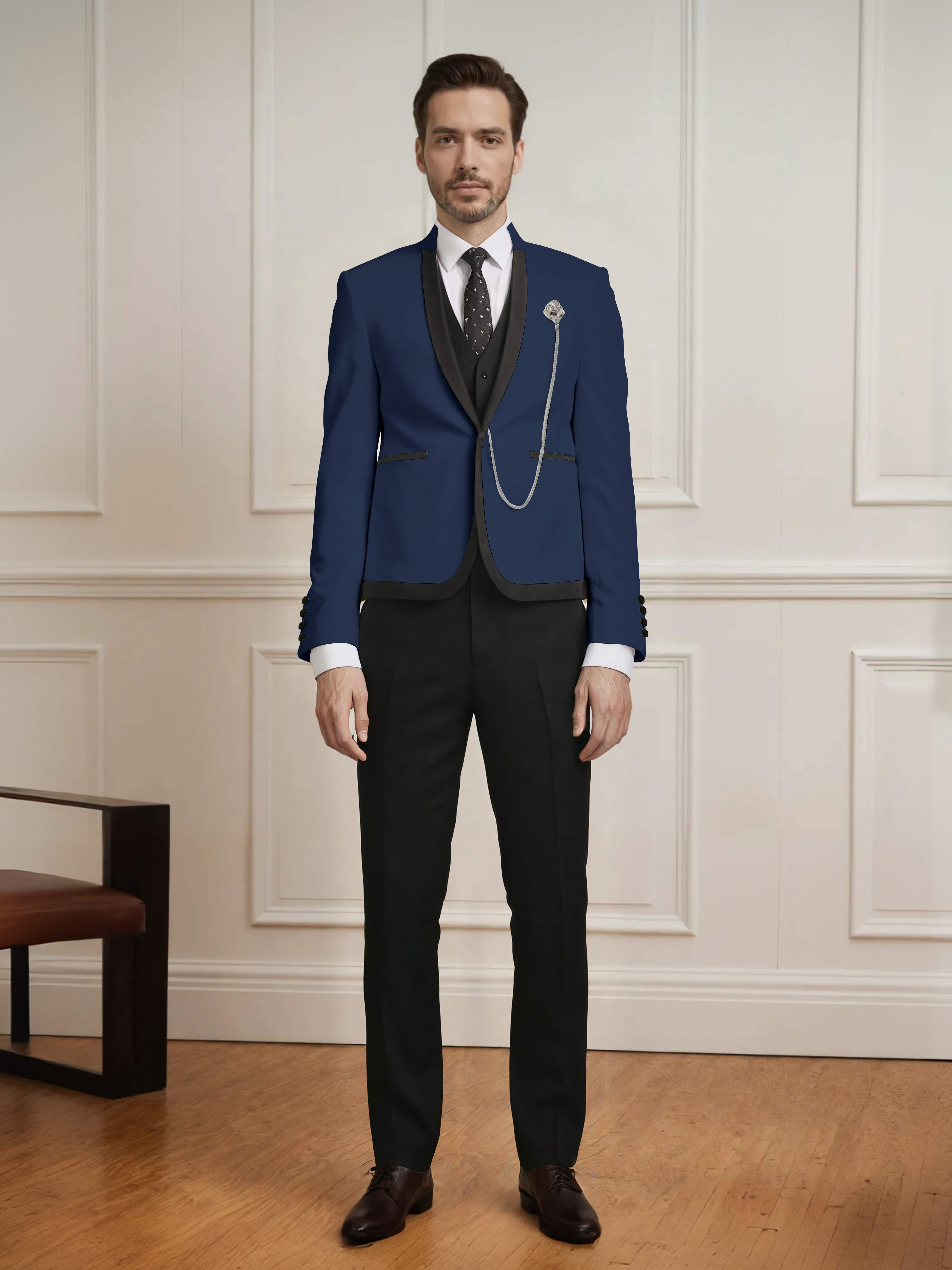 Fashion Forward 3 Pieces Men's Slim Fit One Button Suit For Wedding