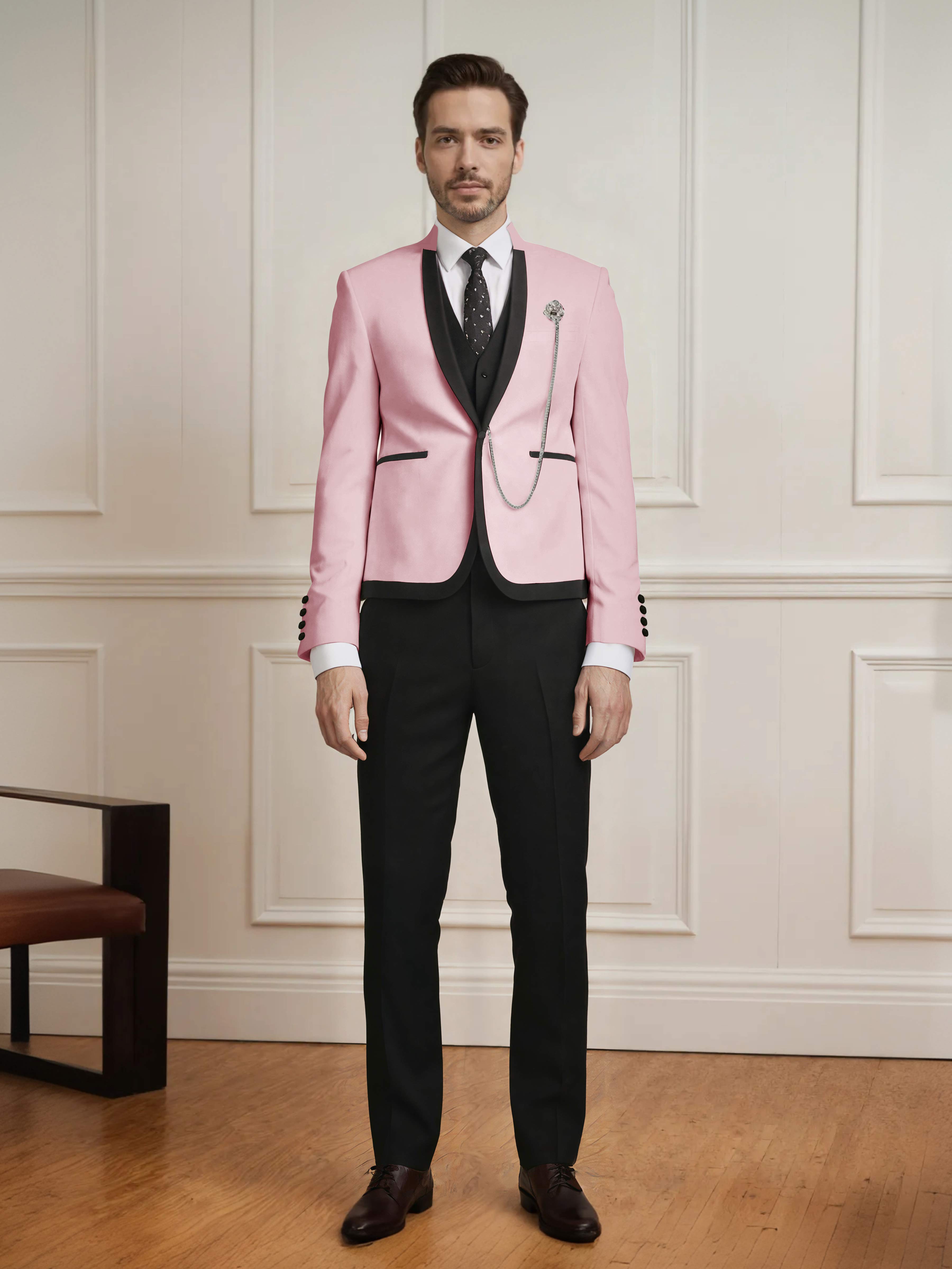 Fashion Forward 3 Pieces Men's Slim Fit One Button Suit For Wedding