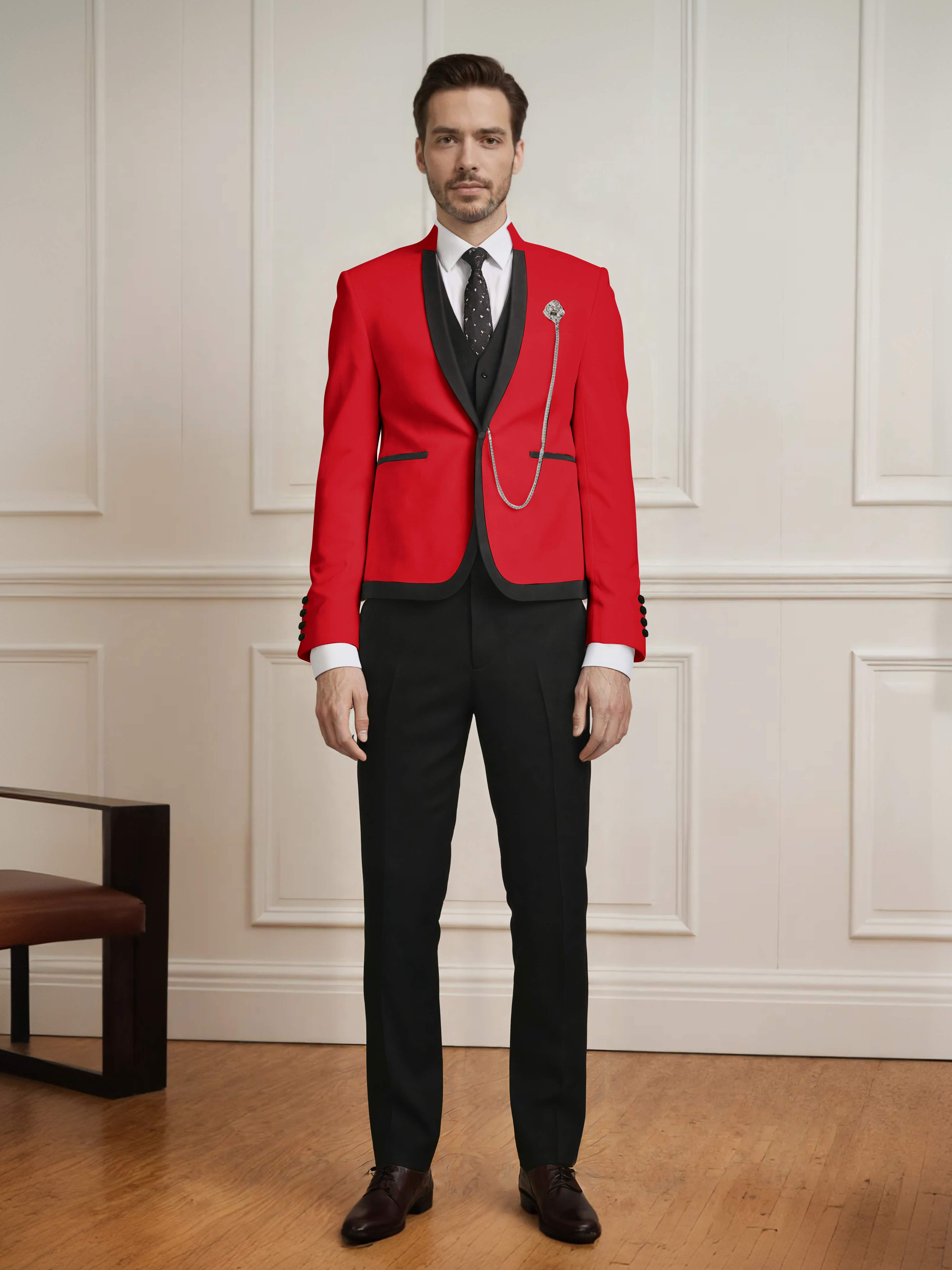 Fashion Forward 3 Pieces Men's Slim Fit One Button Suit For Wedding