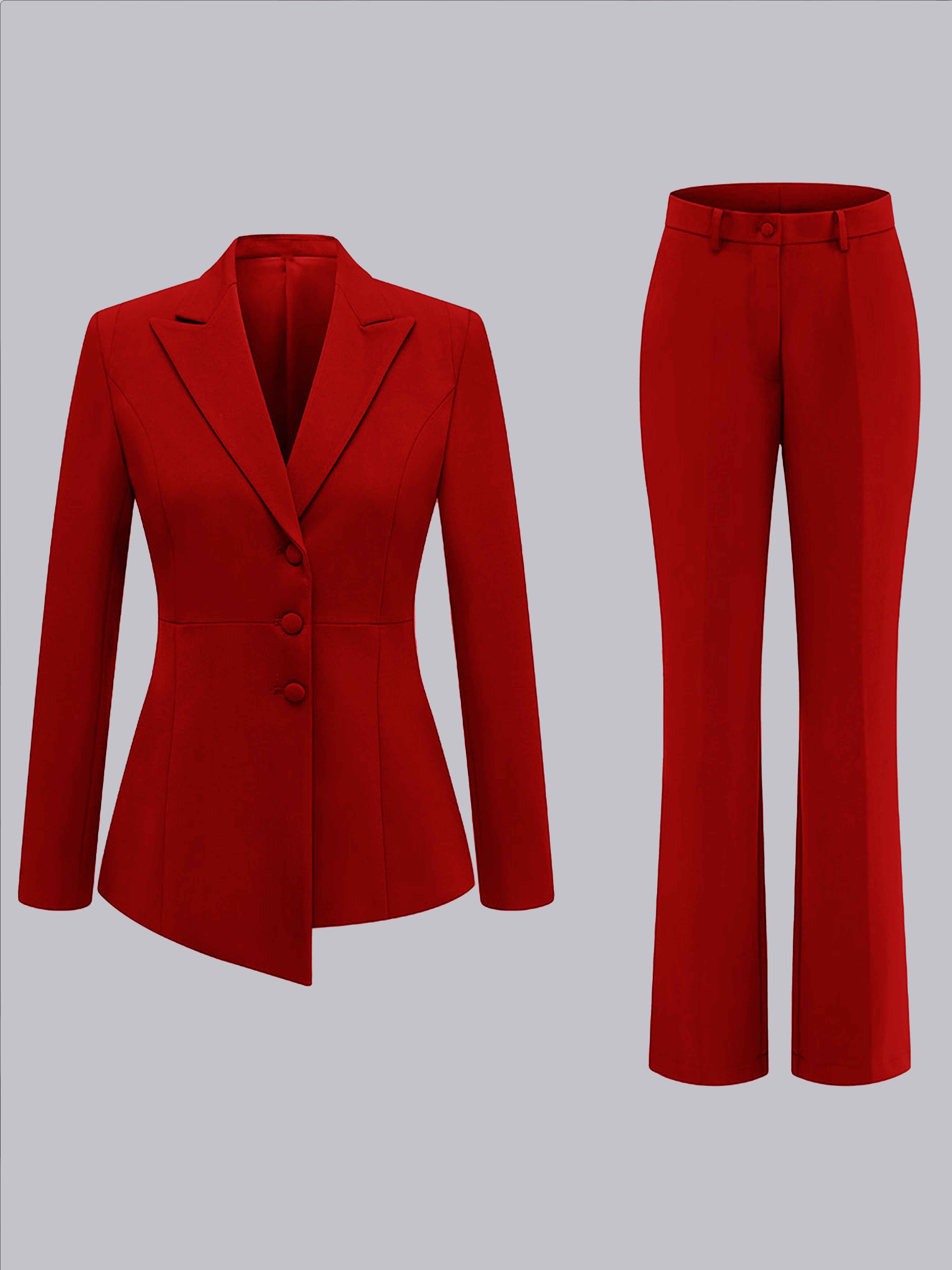Fashion Women's 3 Buttons Wedding Blazer and Pants Suit Set