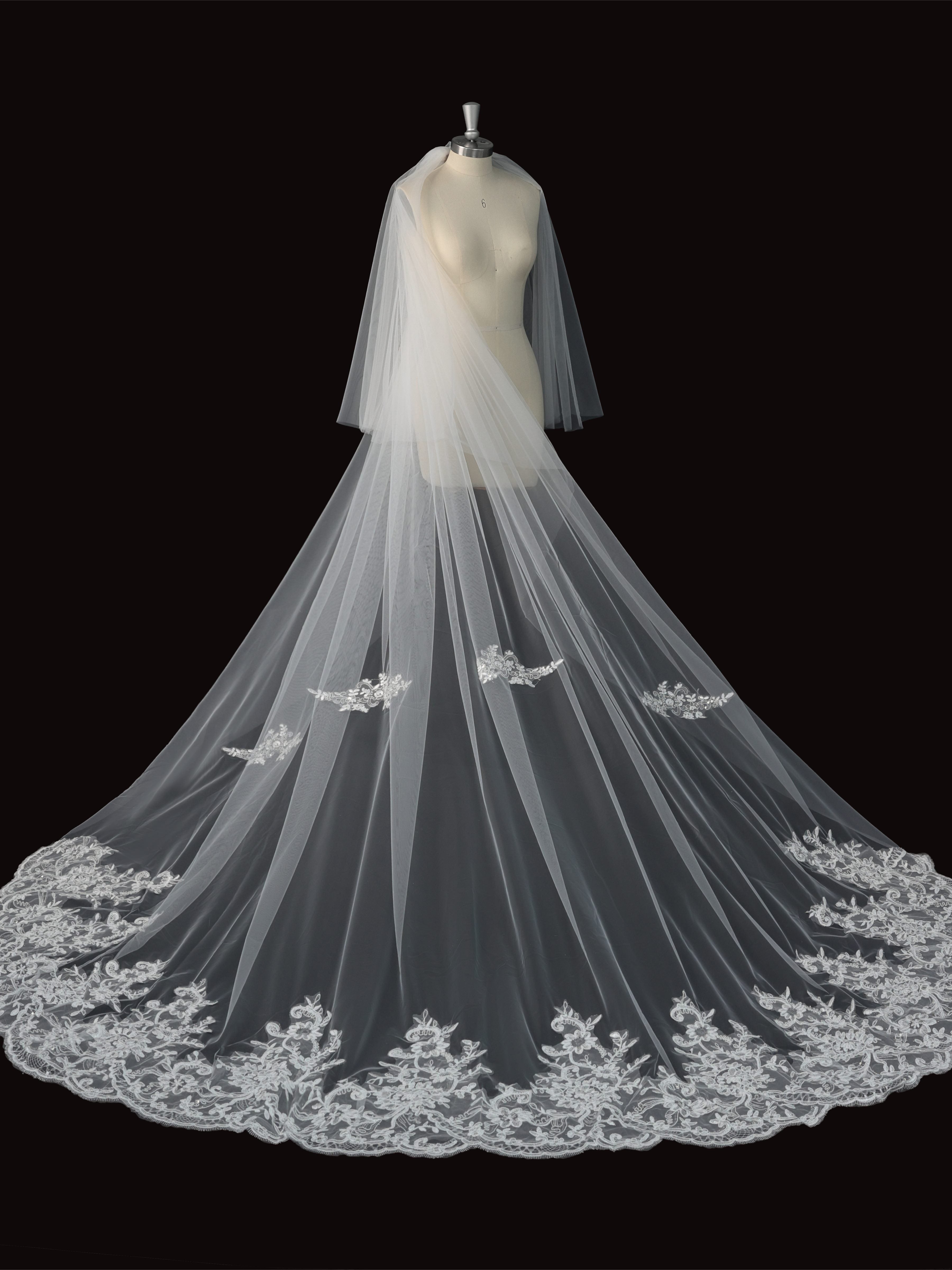 Floral Lace Cathedral Wedding Veil