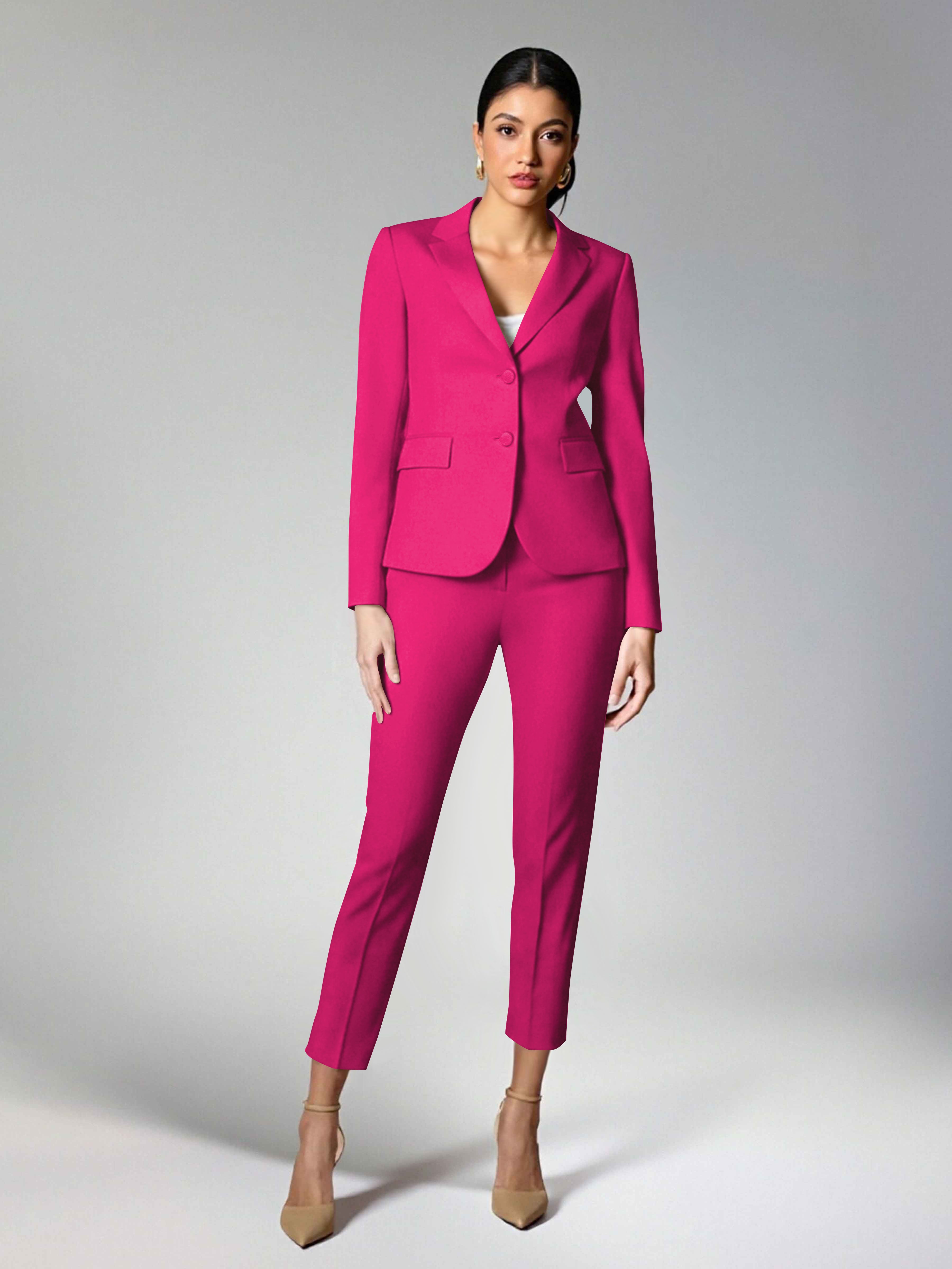 Subtle Women's 2 Pieces Notch Lapel Two Buttons Suit For Guest