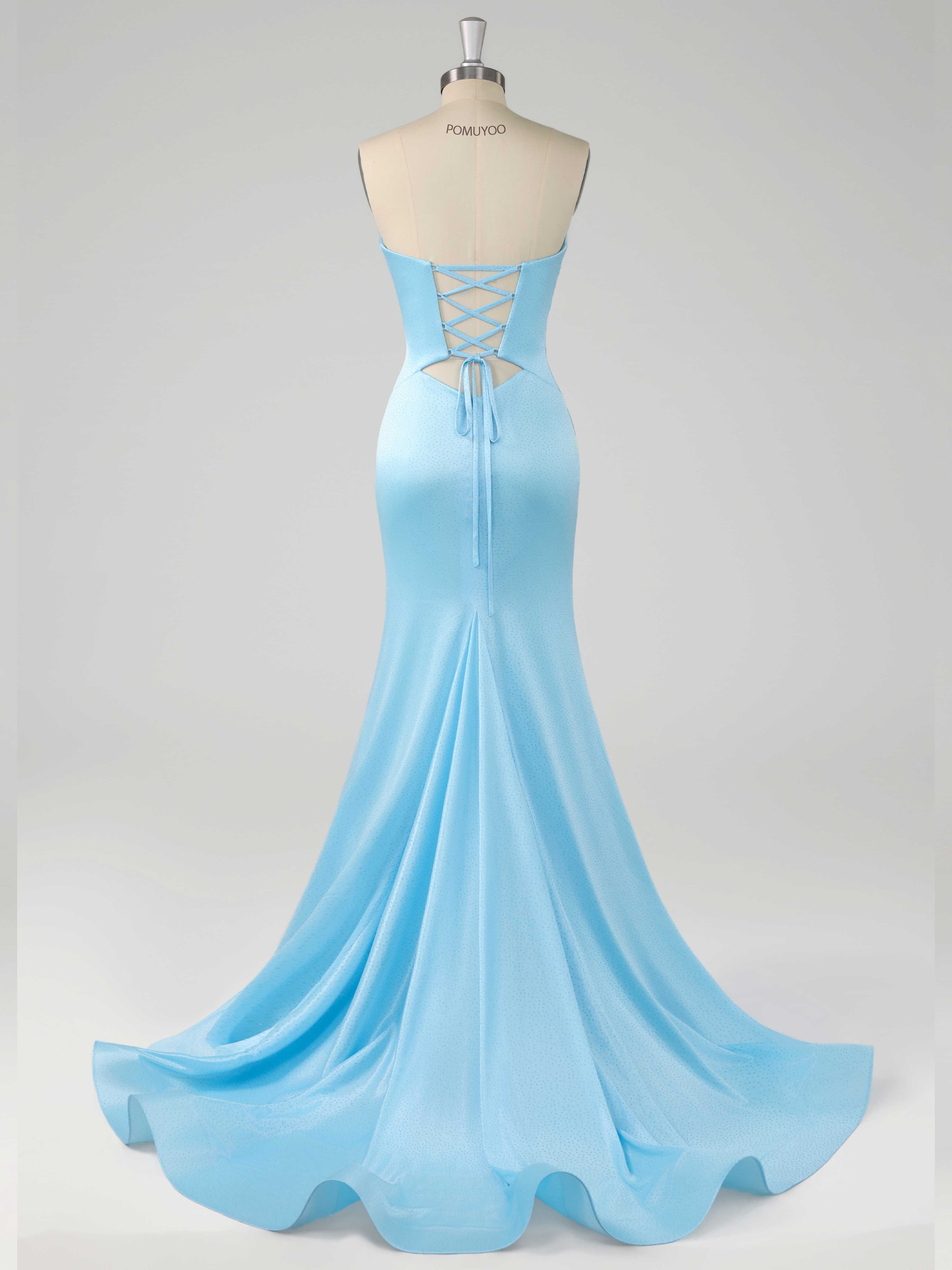 Gorgeous Mermaid Sweetheart Sweep Train Beading Satin Prom Dresses