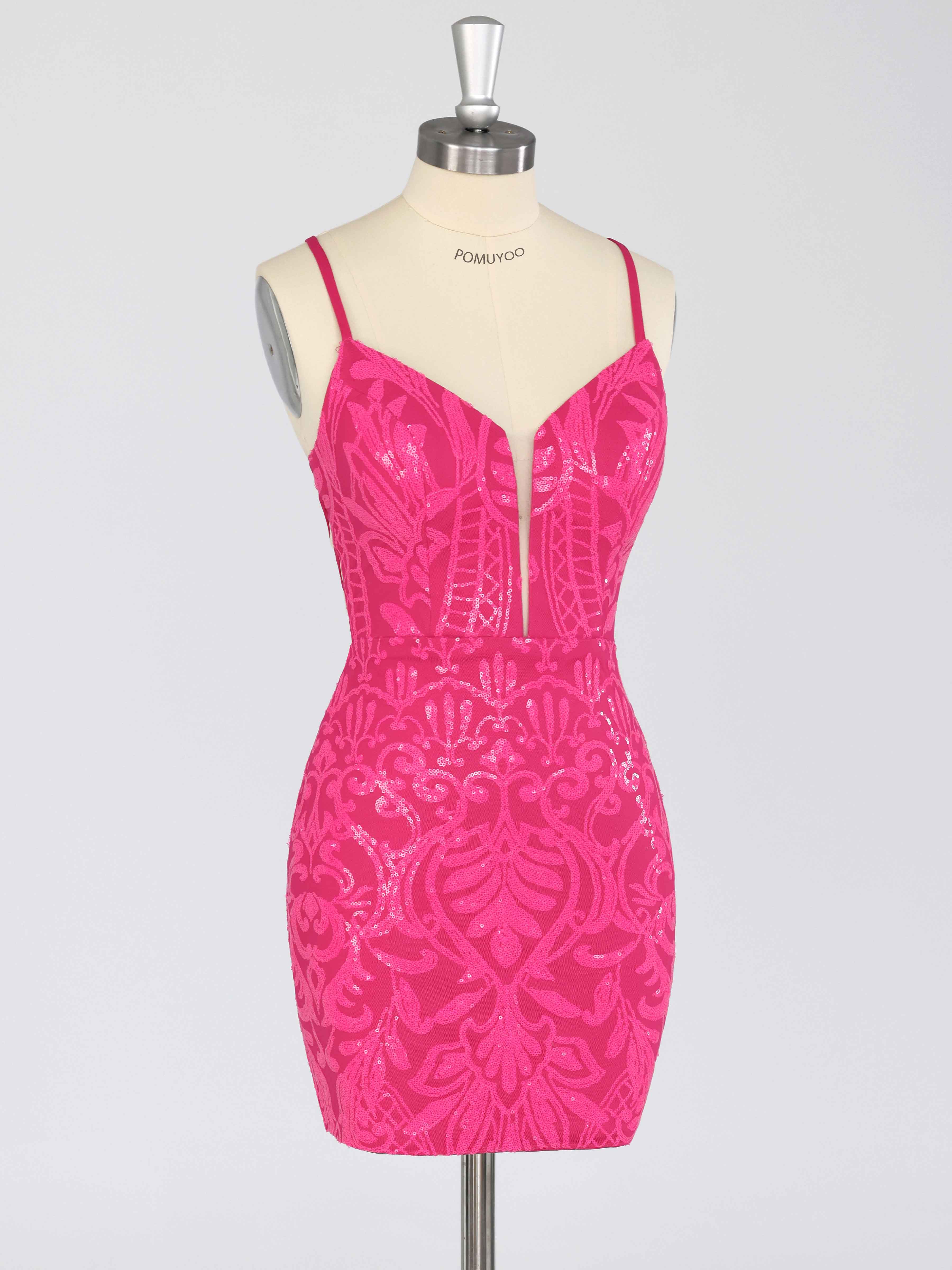 Gorgeous V Neck Short Sequin Homecoming Dresses
