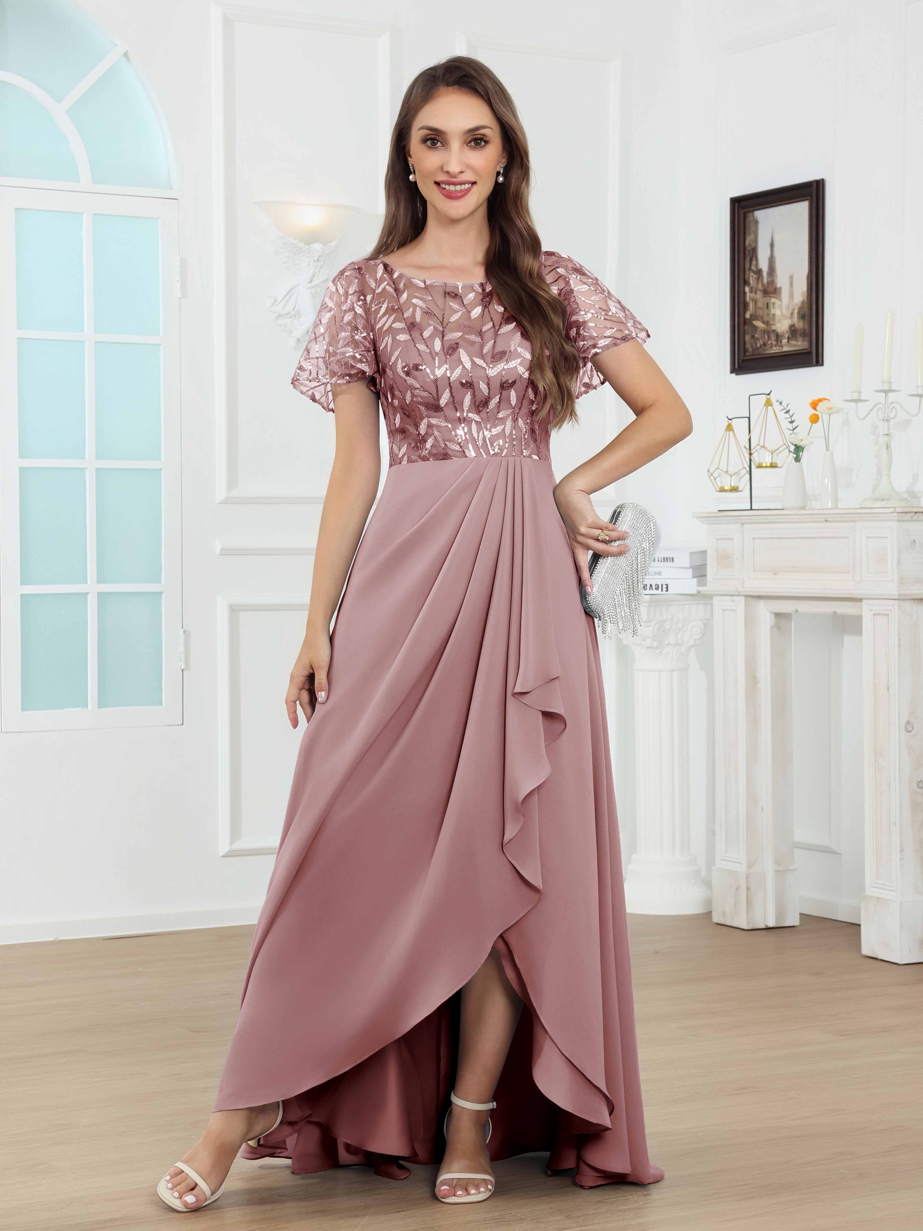 short mother of the bride dresses with sleeves Hedda Charming 3 Pieces Floral Chiffon Mother of The Bride & Groom Pantsuit, Rust