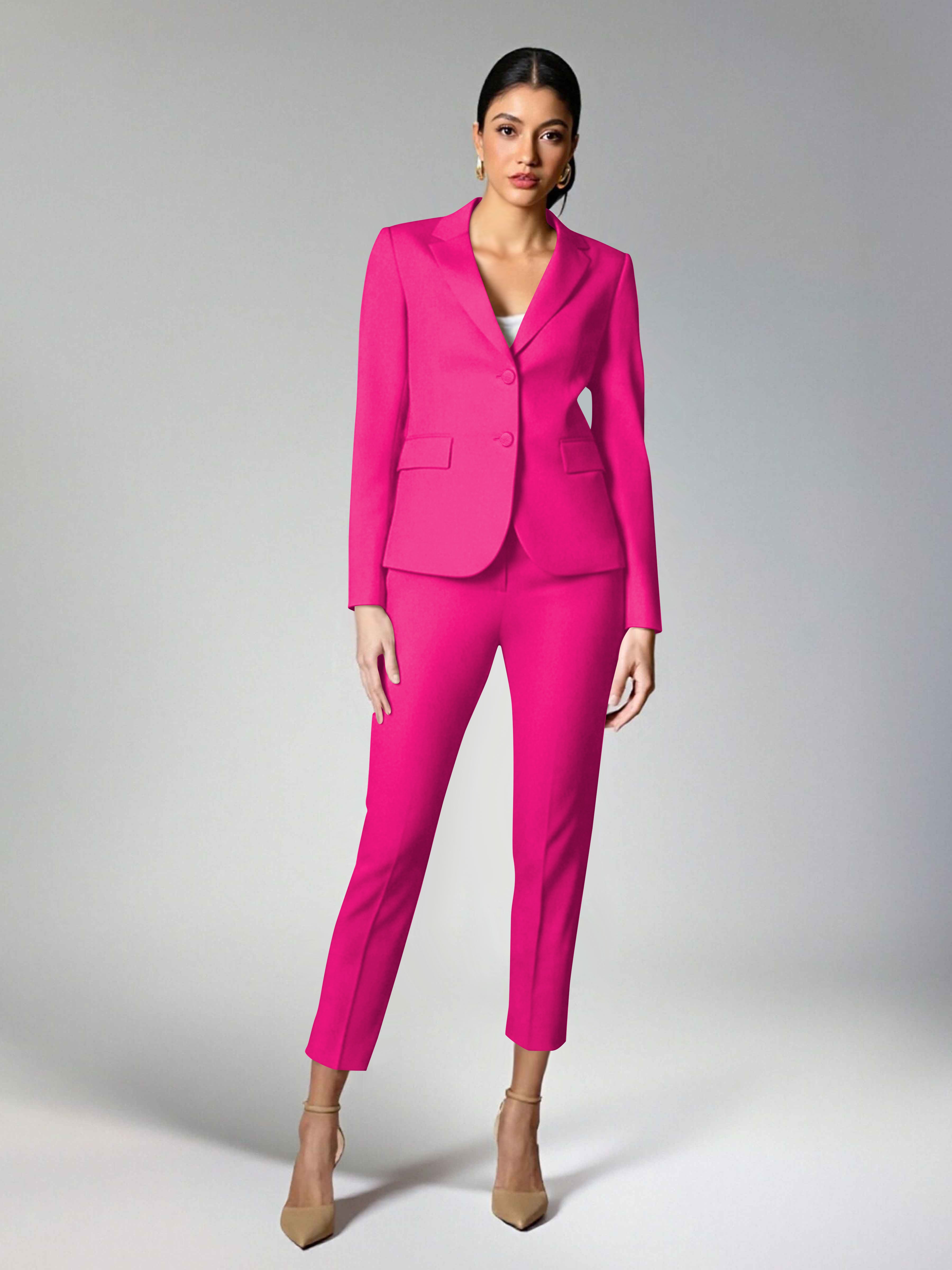 Subtle Women's 2 Pieces Notch Lapel Two Buttons Suit For Guest