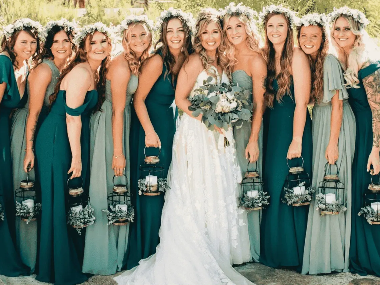 green bridesmaid dress