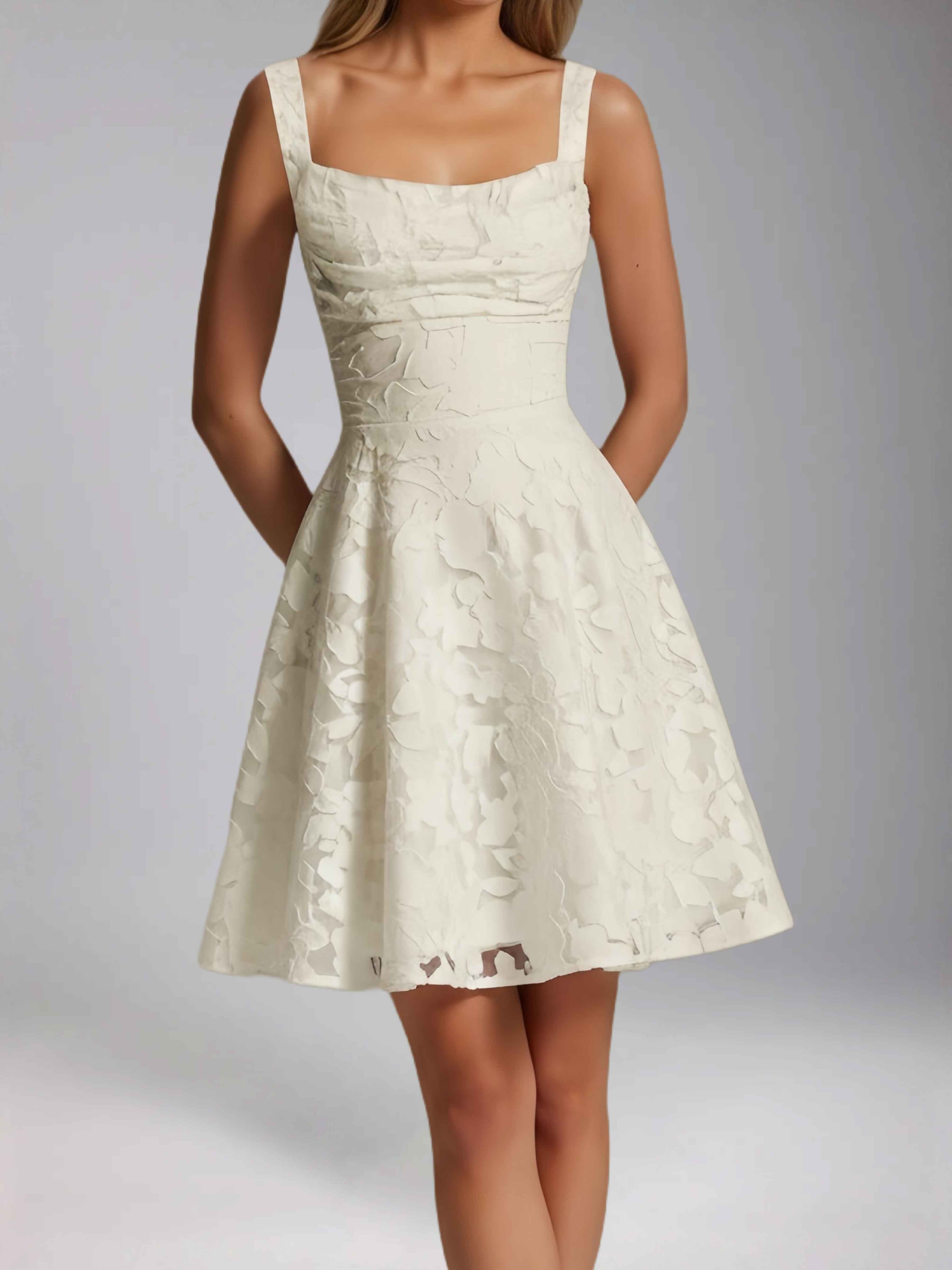 Oraelvanna Elegant Pleated A-Line Jacquard Short Party Dresses