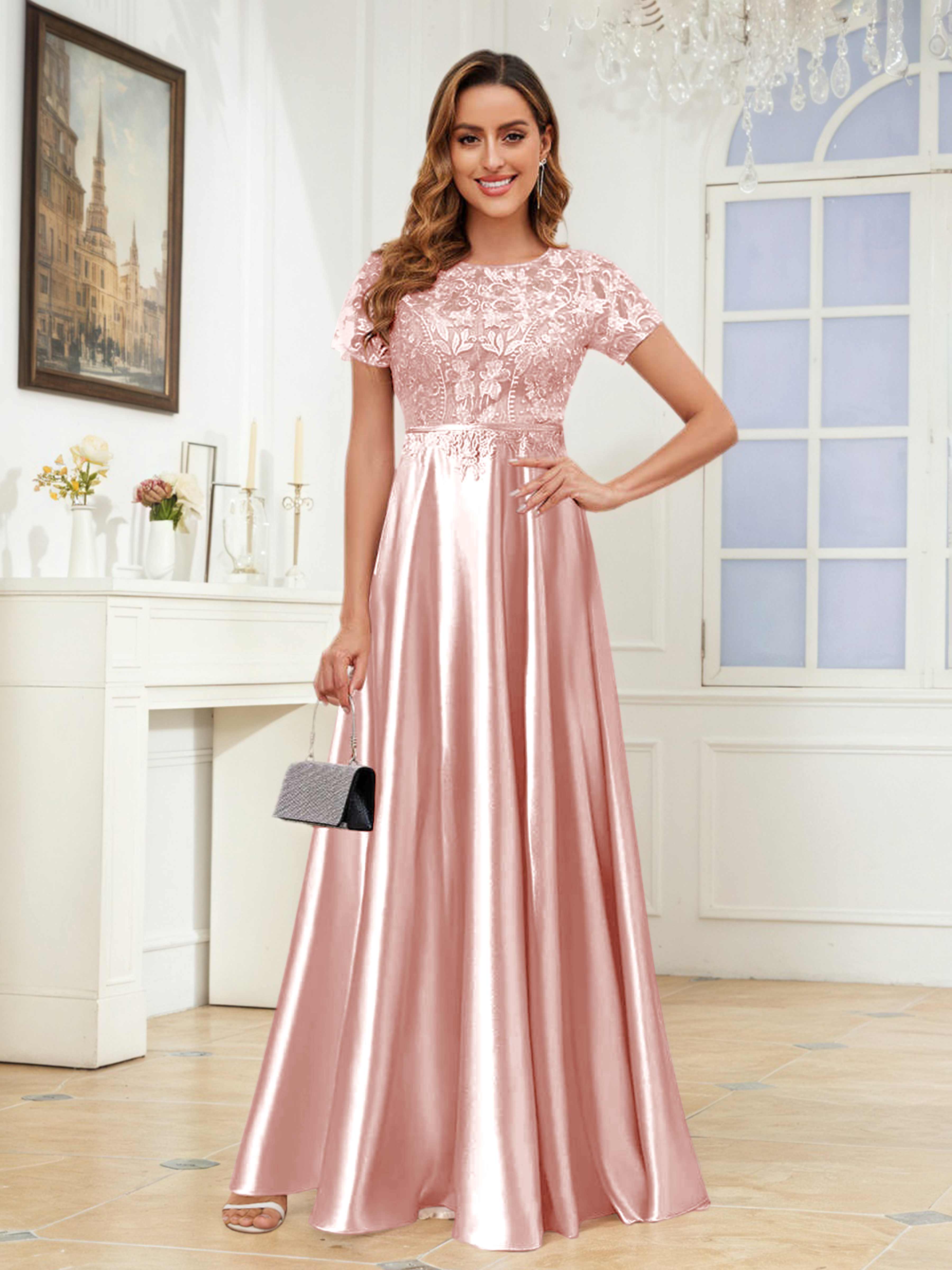 Jazmine Elegant A-Line Scoop Long Lace Satin Mother of the Bride & Groom Dresses Jazmine Elegant A-Line Scoop Long Lace Satin Mother of the Bride & Groom Dresses