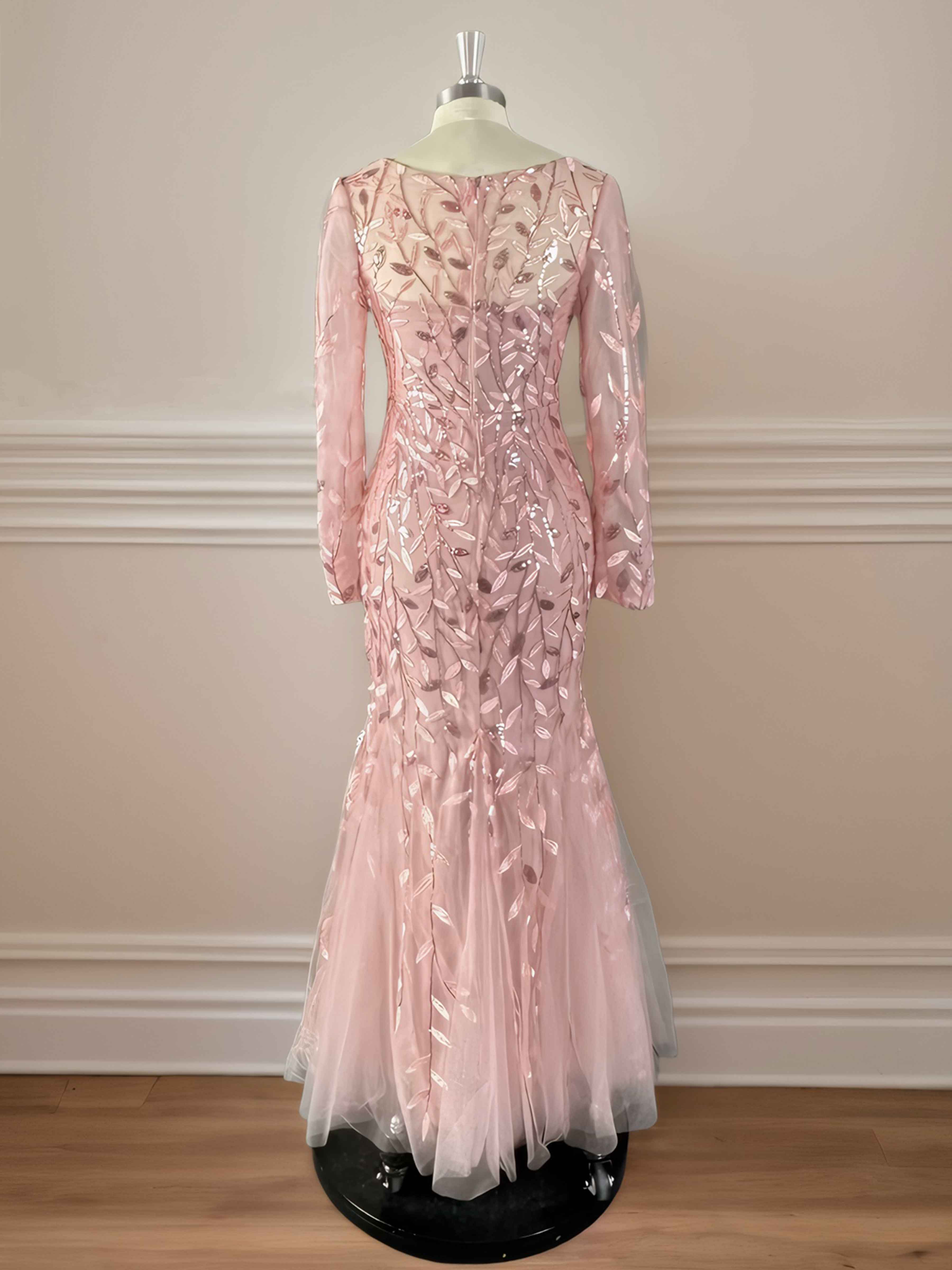 Karina Mermaid Illusion Long Sleeves Sequin Long Mother of the Bride Dresses
