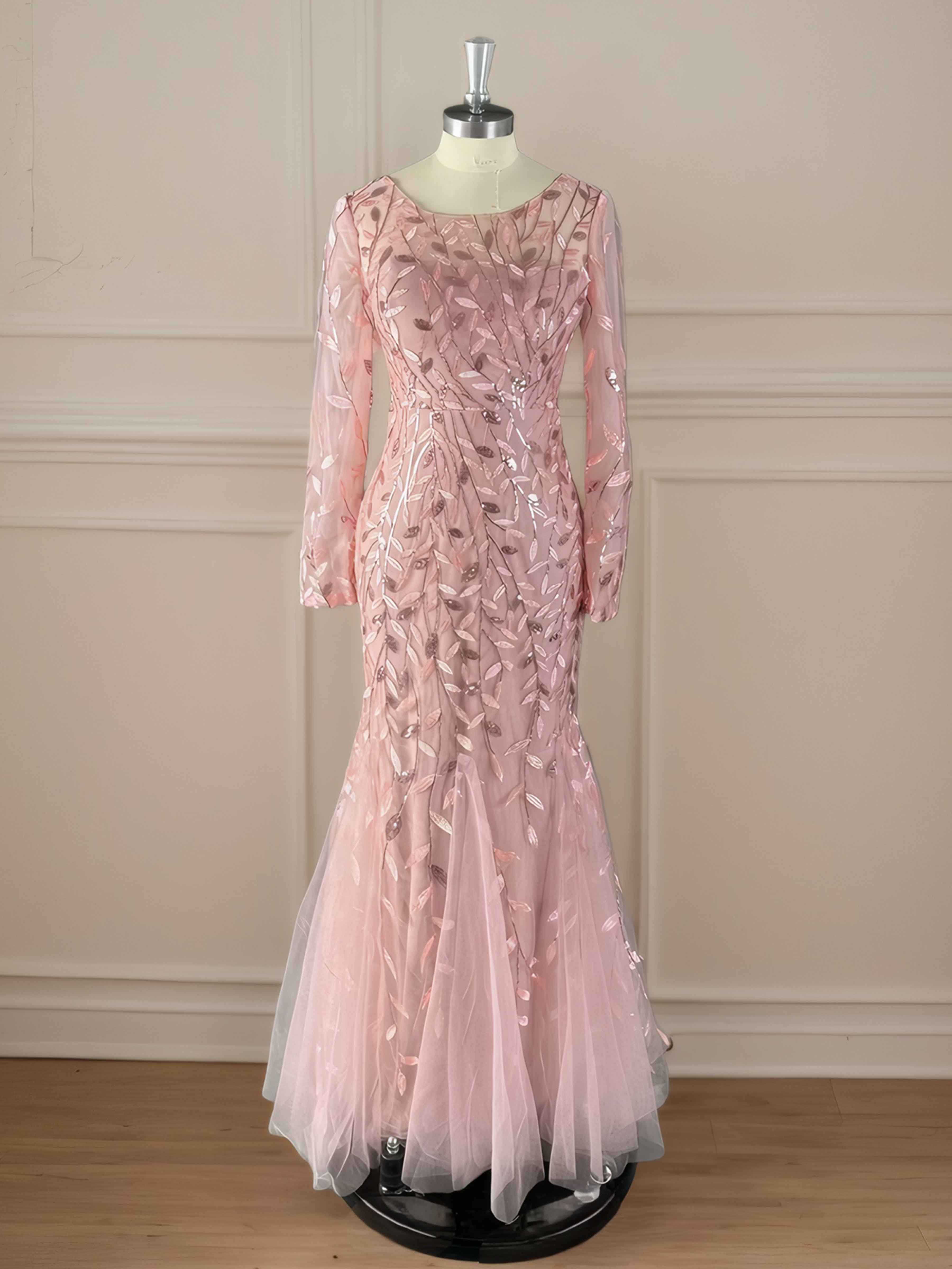 Karina Mermaid Illusion Long Sleeves Sequin Long Mother of the Bride Dresses