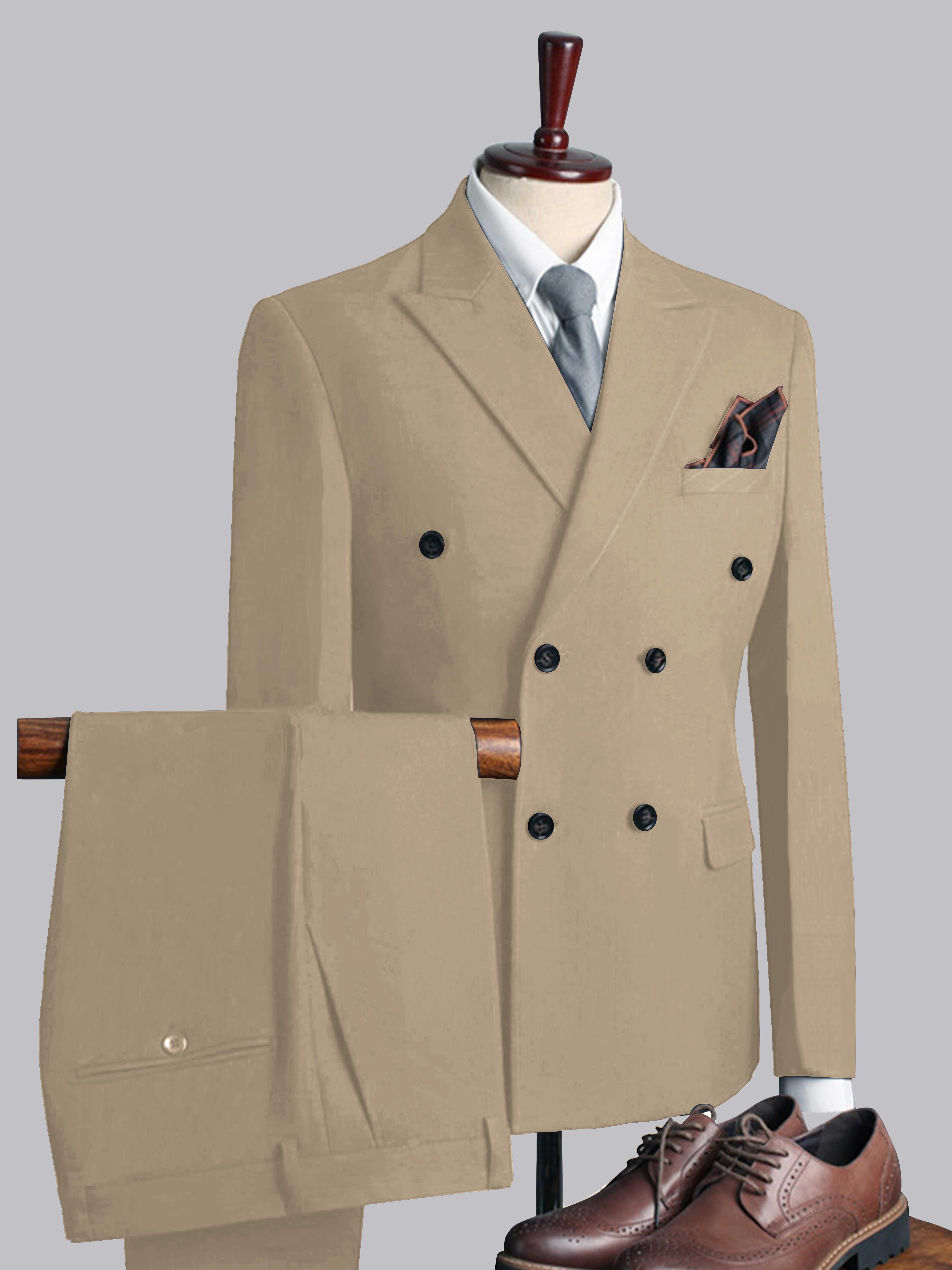 Men's Casual Double Breasted Solid Color 3 Pieces Wedding Suits