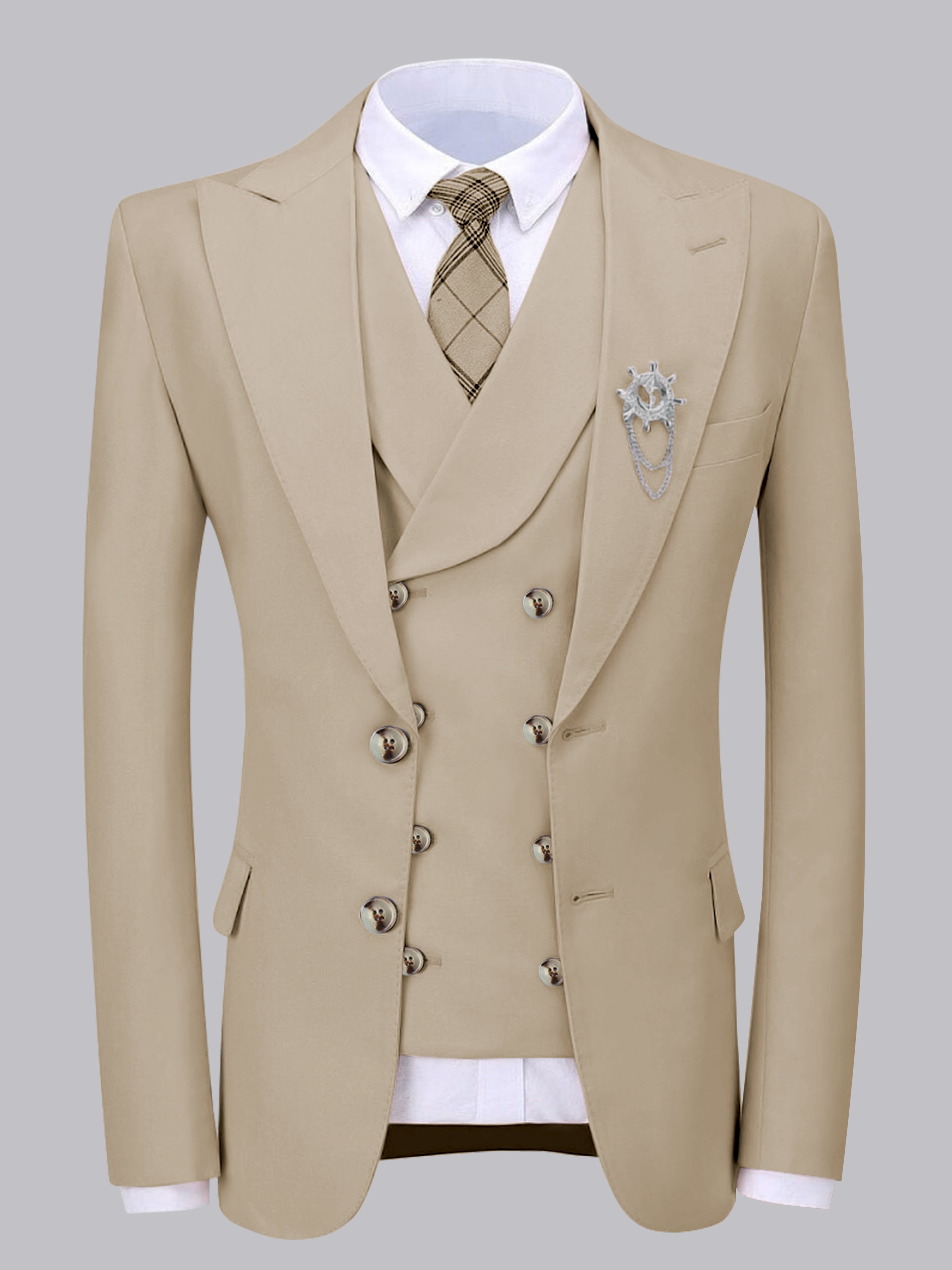 Elegant Men's Two Buttons 2 Pieces Wedding Suit Jacket & Vest