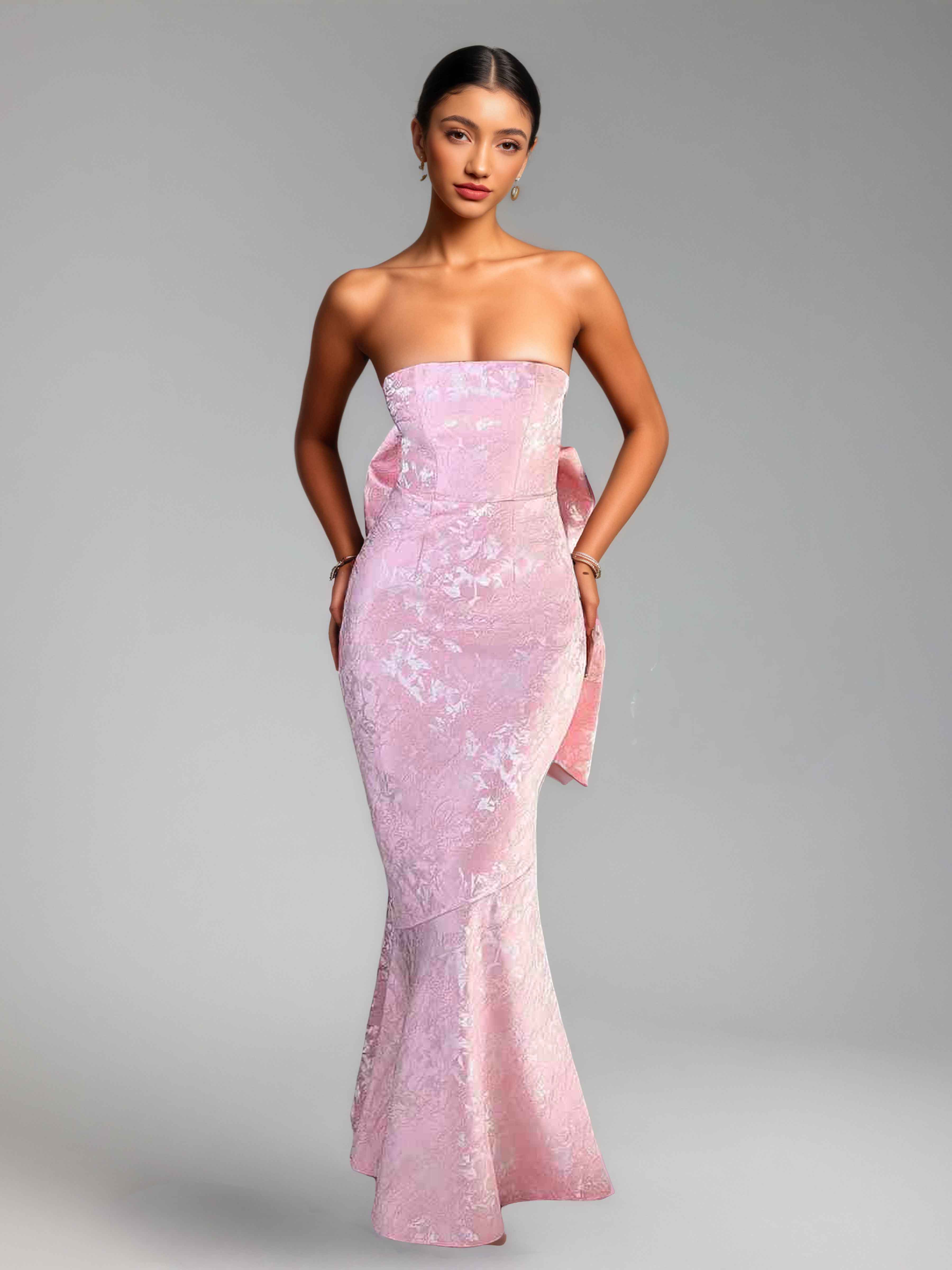 Laelithra Stunning Mermaid Strapless Long Jacquard Prom Dresses