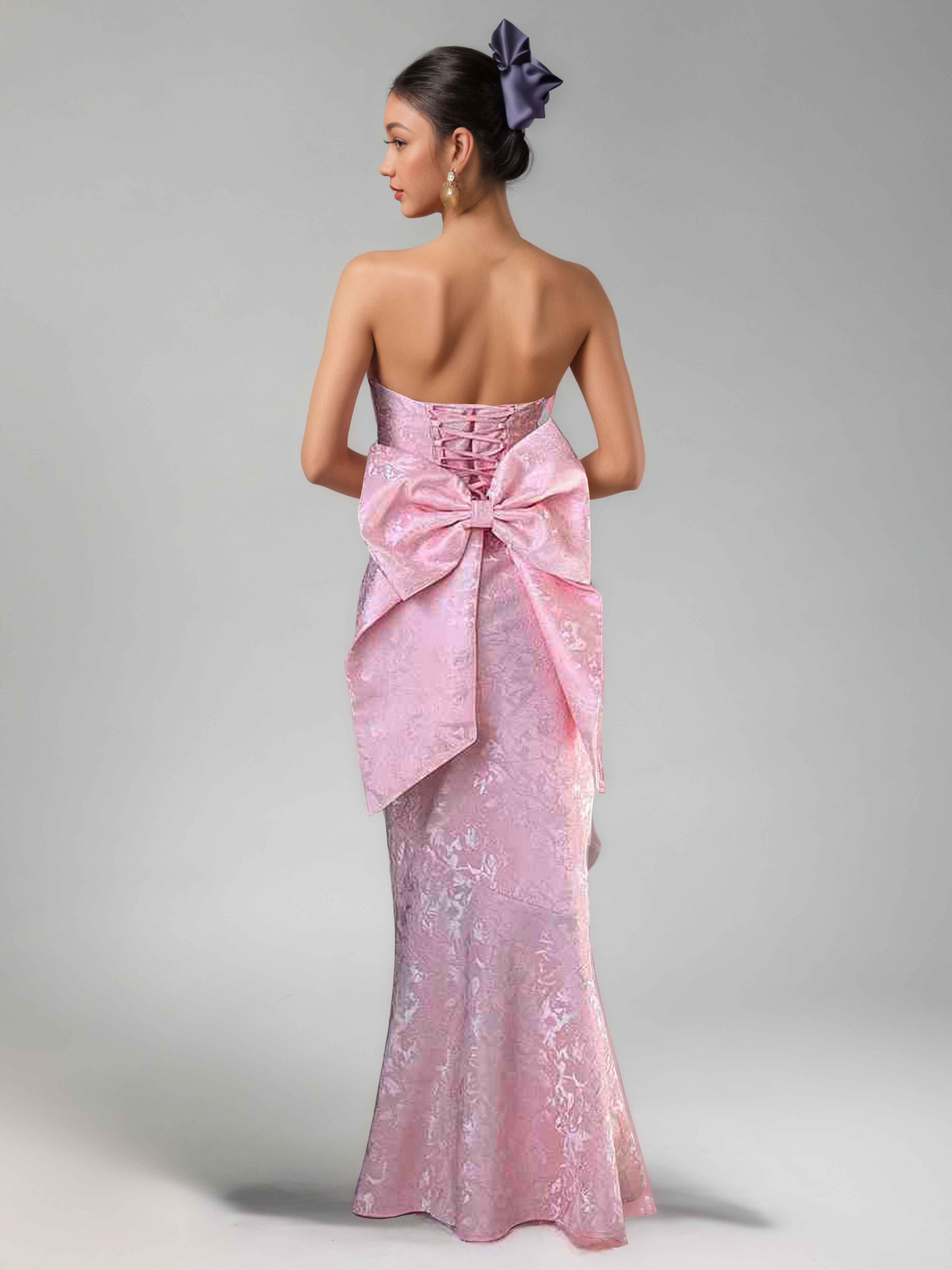 Laelithra Stunning Mermaid Strapless Long Jacquard Prom Dresses