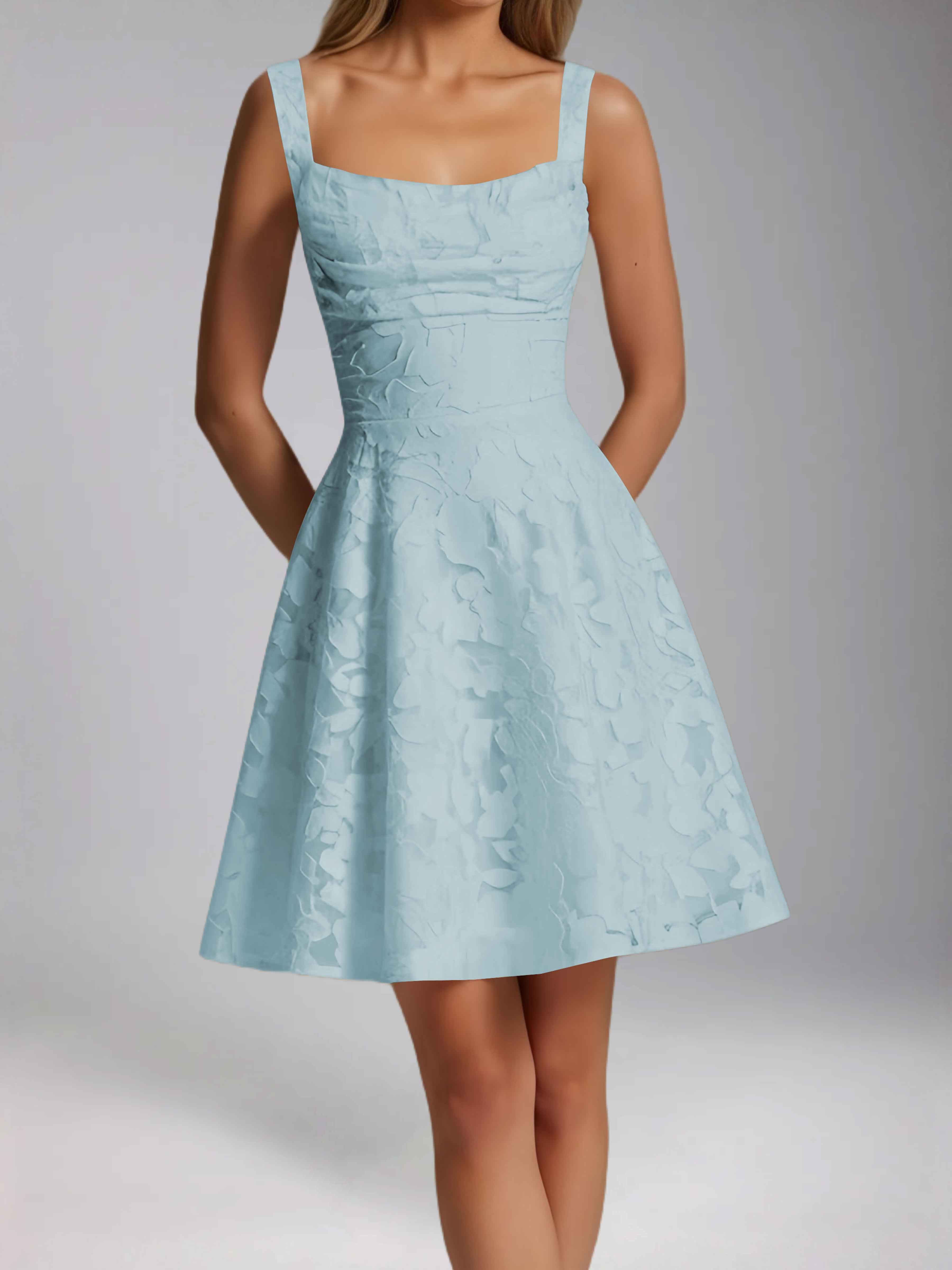 Oraelvanna Elegant Pleated A-Line Jacquard Short Party Dresses